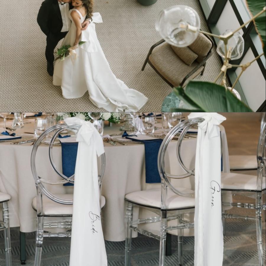 Gelin - Damat Sandalye Kurdelesi (Baskılı)