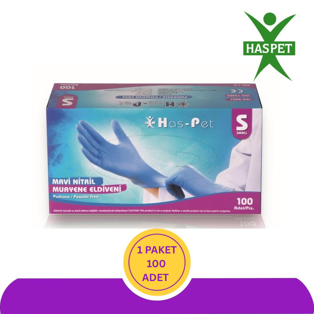 Haspet Mavi Nitril Eldiven (S) 100'lü