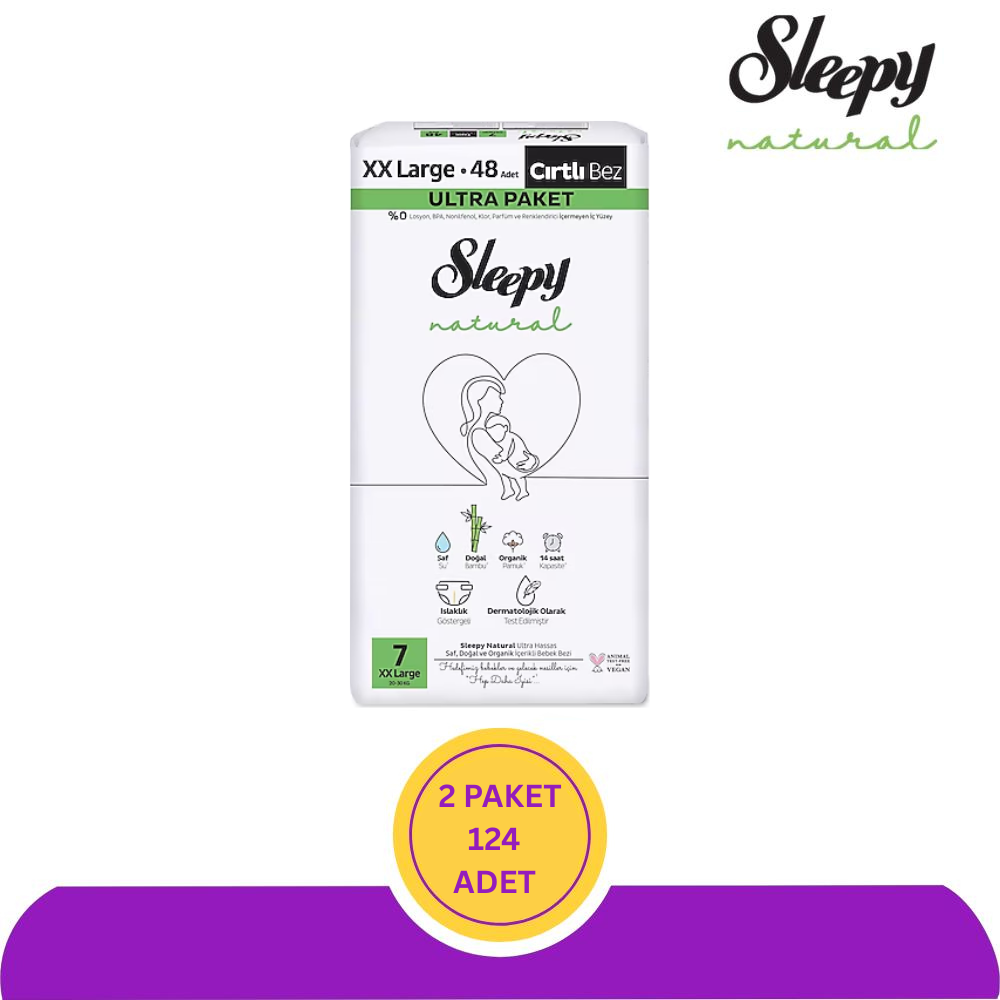 Sleepy Natural No:7 XXLarge Bebek Bezi 48'li (96 Adet)