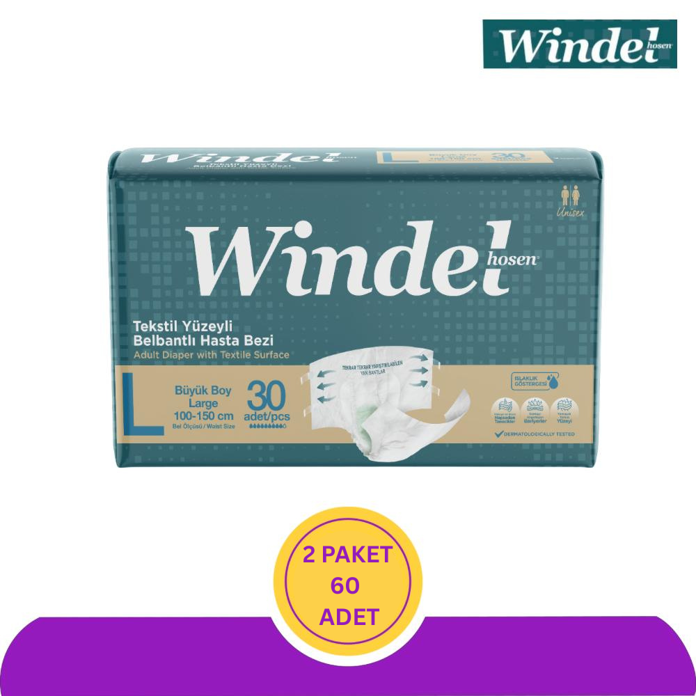 Windelhosen Belbantlı Yetişkin Hasta Bezi Büyük (L) - 60 Adet (2x30)