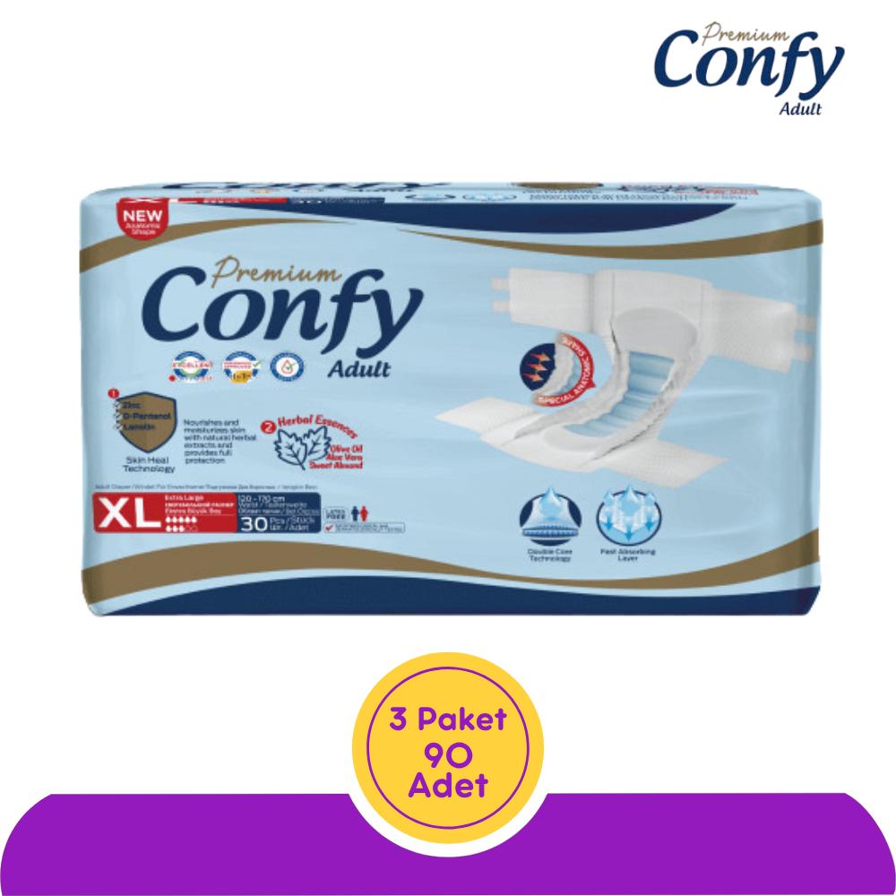 Confy Premium Belbantlı Yetişkin Hasta Bezi Extra Büyük (XL) - 90 Adet