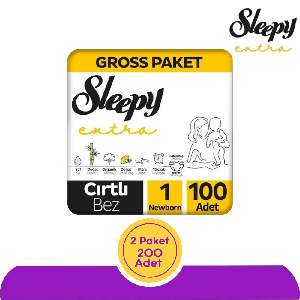 Sleepy Extra Bebek Bezi 1 Numara 100'lü (200 Adet)
