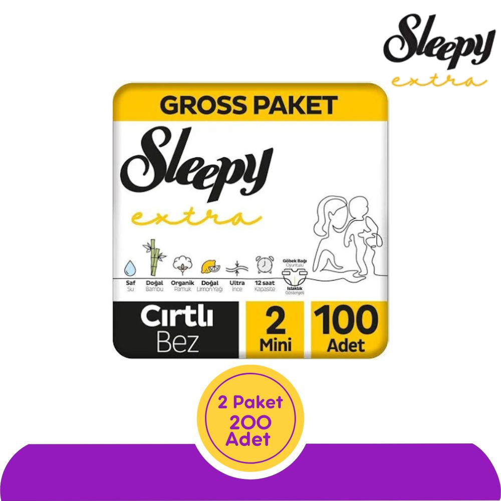 Sleepy Extra Bebek Bezi 2 Numara 100'lü (200 Adet)