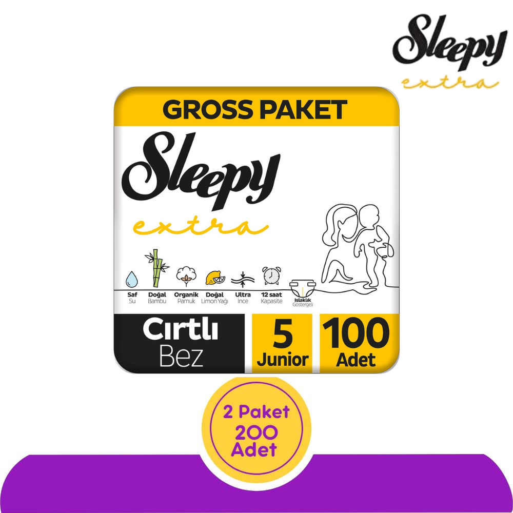 Sleepy Extra Bebek Bezi 5 Numara 100'lü (200 Adet)