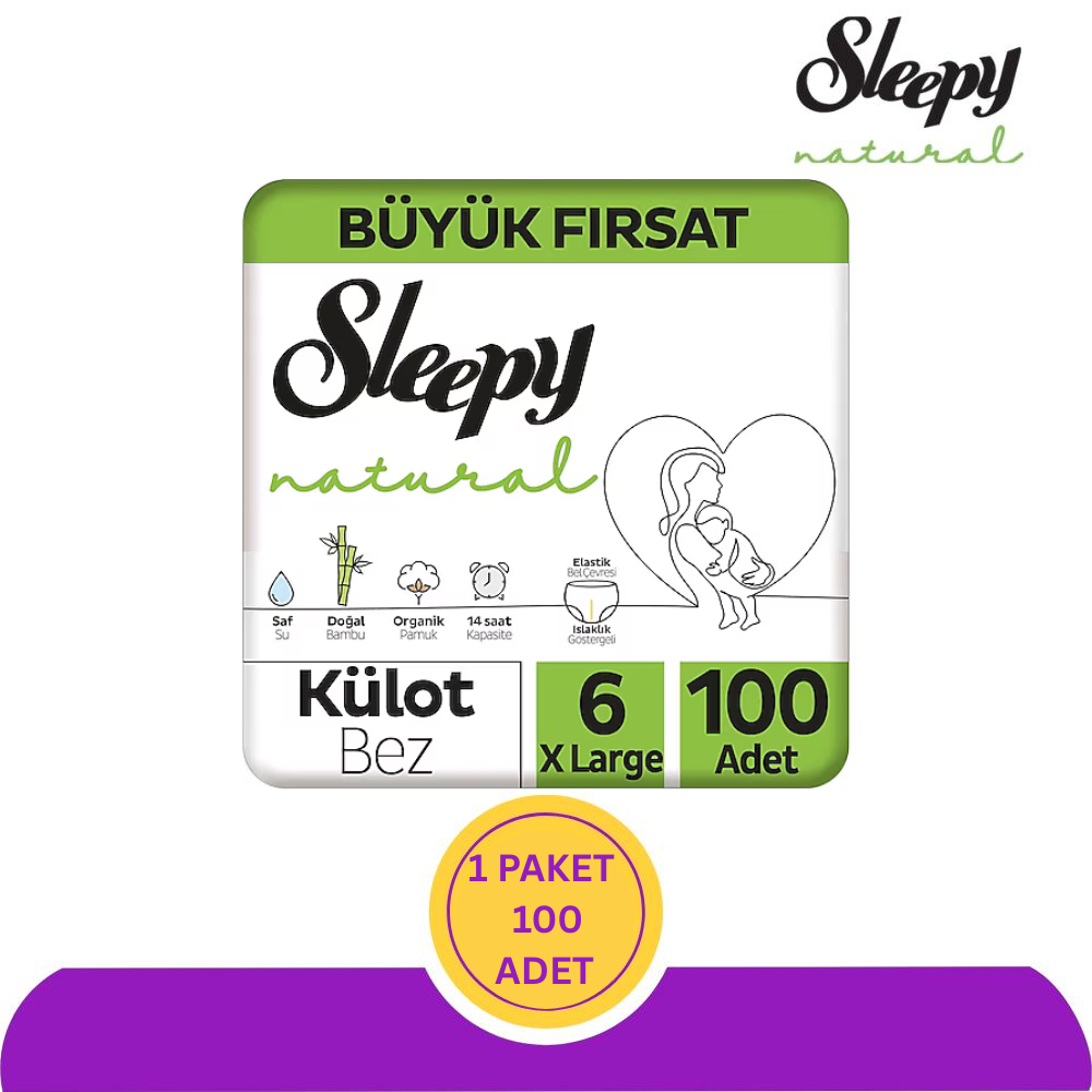 Sleepy Natural Bebek Külot Bezi 6 Numara 100'lü (100 Adet)