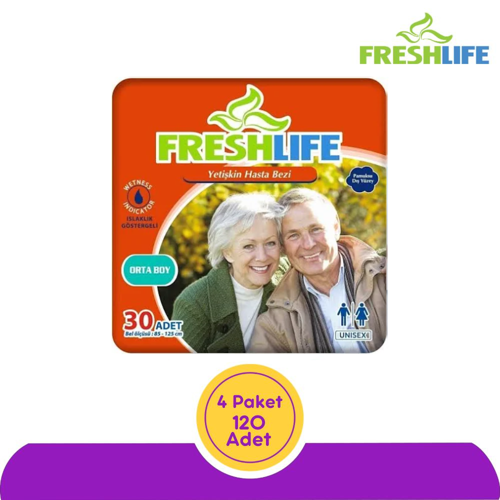 FreshLife Belbantlı Hasta Bezi Medium (M) 120 Adet (4x30)