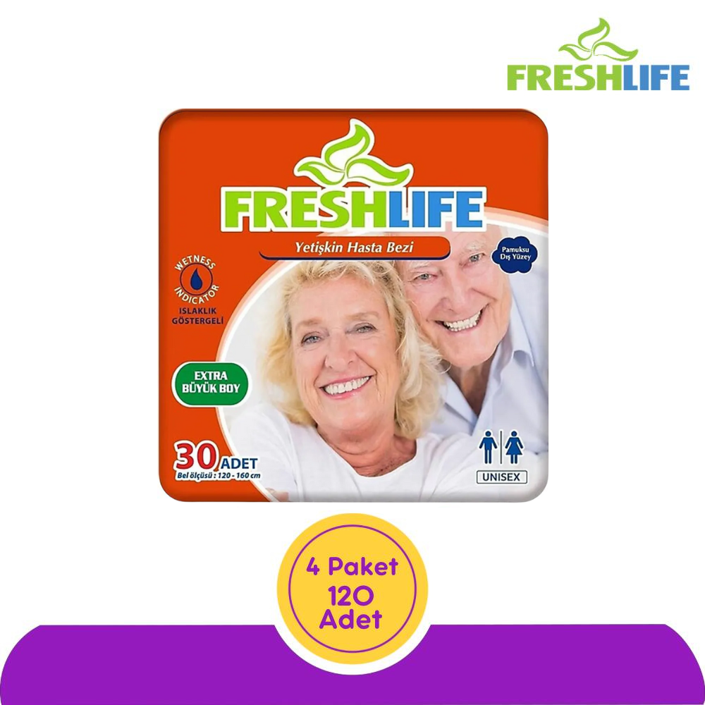FreshLife Belbantlı Hasta Bezi XLarge (XL) 120 Adet (4x30)