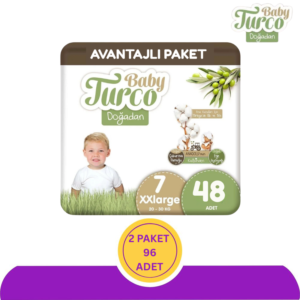 Baby Turco Bebek Bezi 7 Numara 48'li (96 adet)