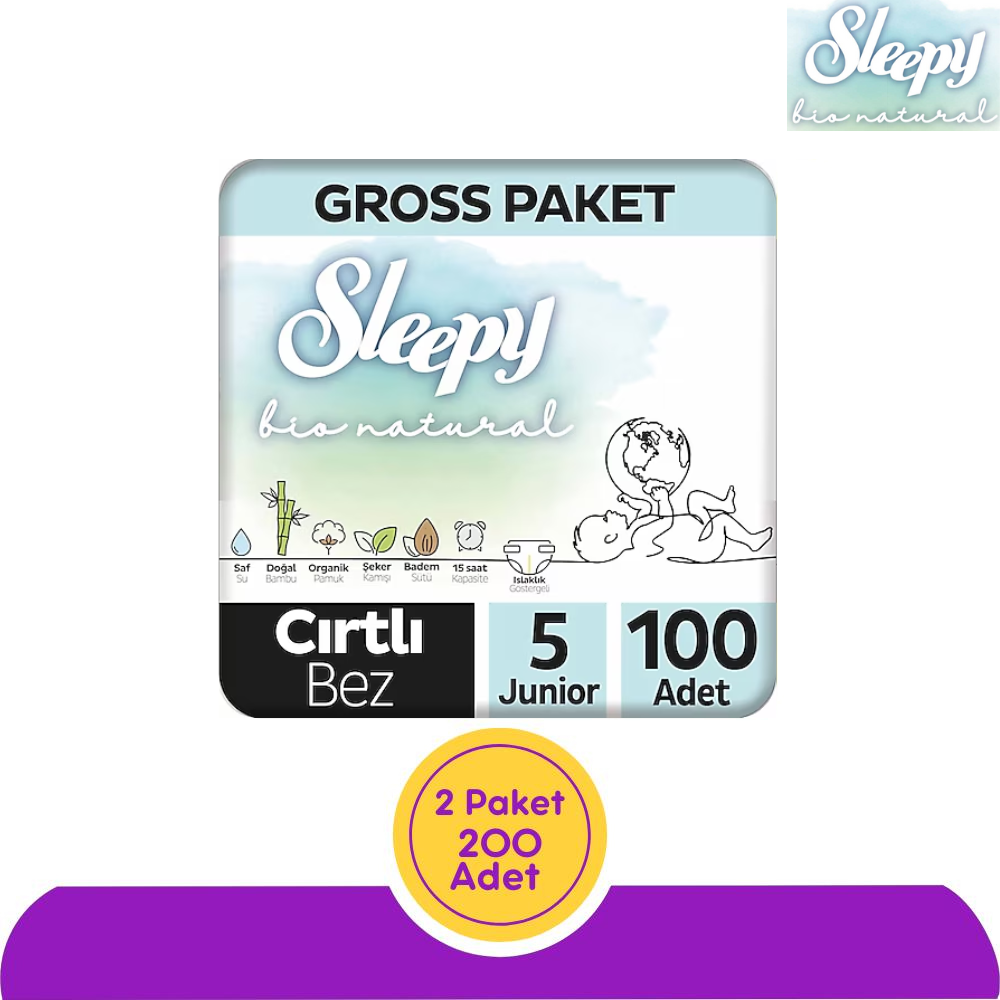 Sleepy Bio Natural No:5 Junior Bebek Bezi 100'lü (200 Adet)