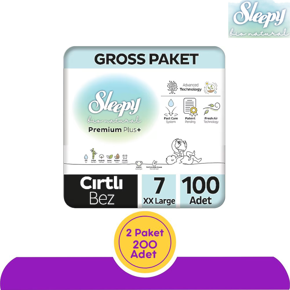 Sleepy Bio Natural No:7 XXLarge Bebek Bezi 100'lü (200 Adet)