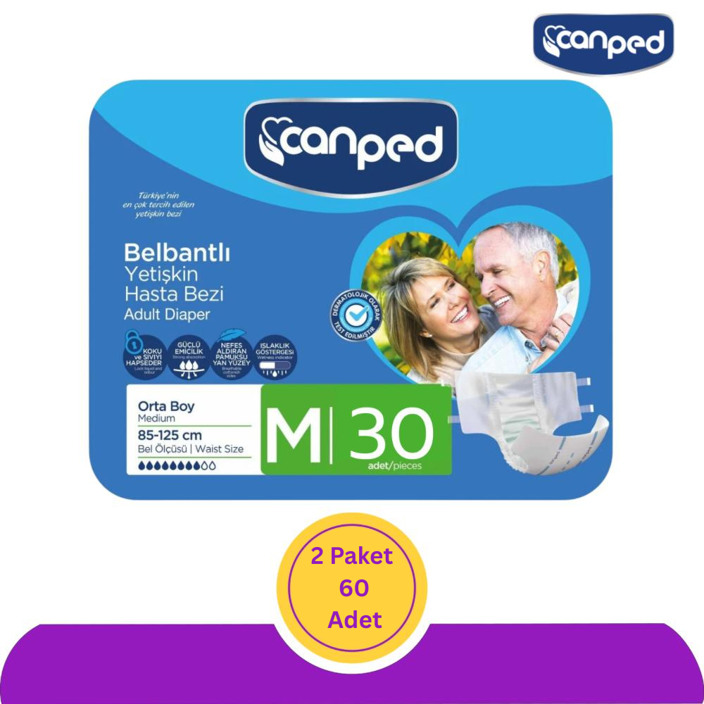 Canped Belbantlı Hasta Bezi Orta (M) 60 Adet (2x30)