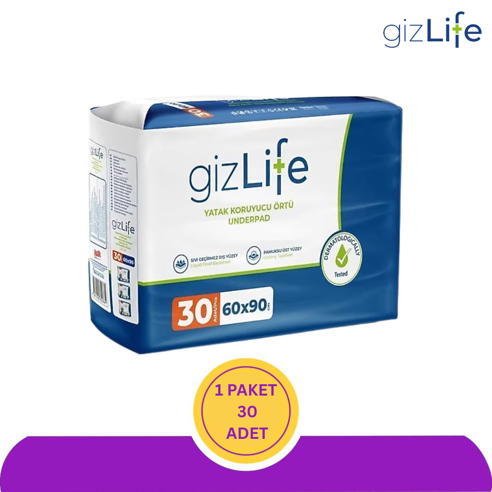 GİZLİFE Yatak Koruyucu Örtü 60x90 cm 30'lu