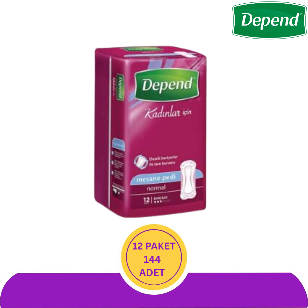 Depend 3 Damla Kadın Mesane Pedi Normal 12'li (12 Paket) 144 Adet
