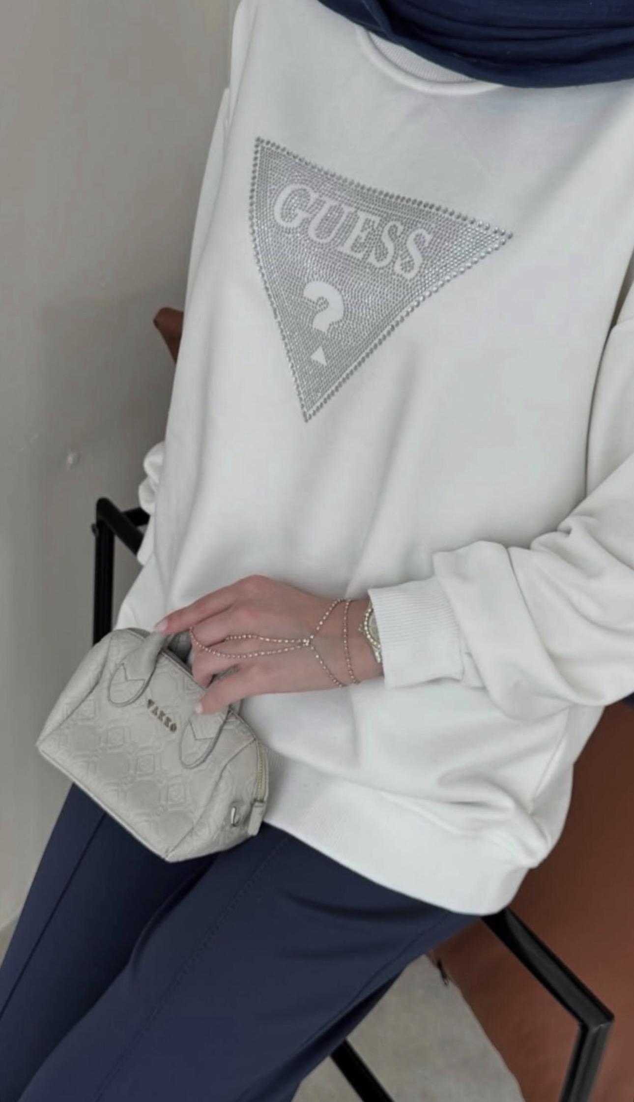 White Taşlı Sweat