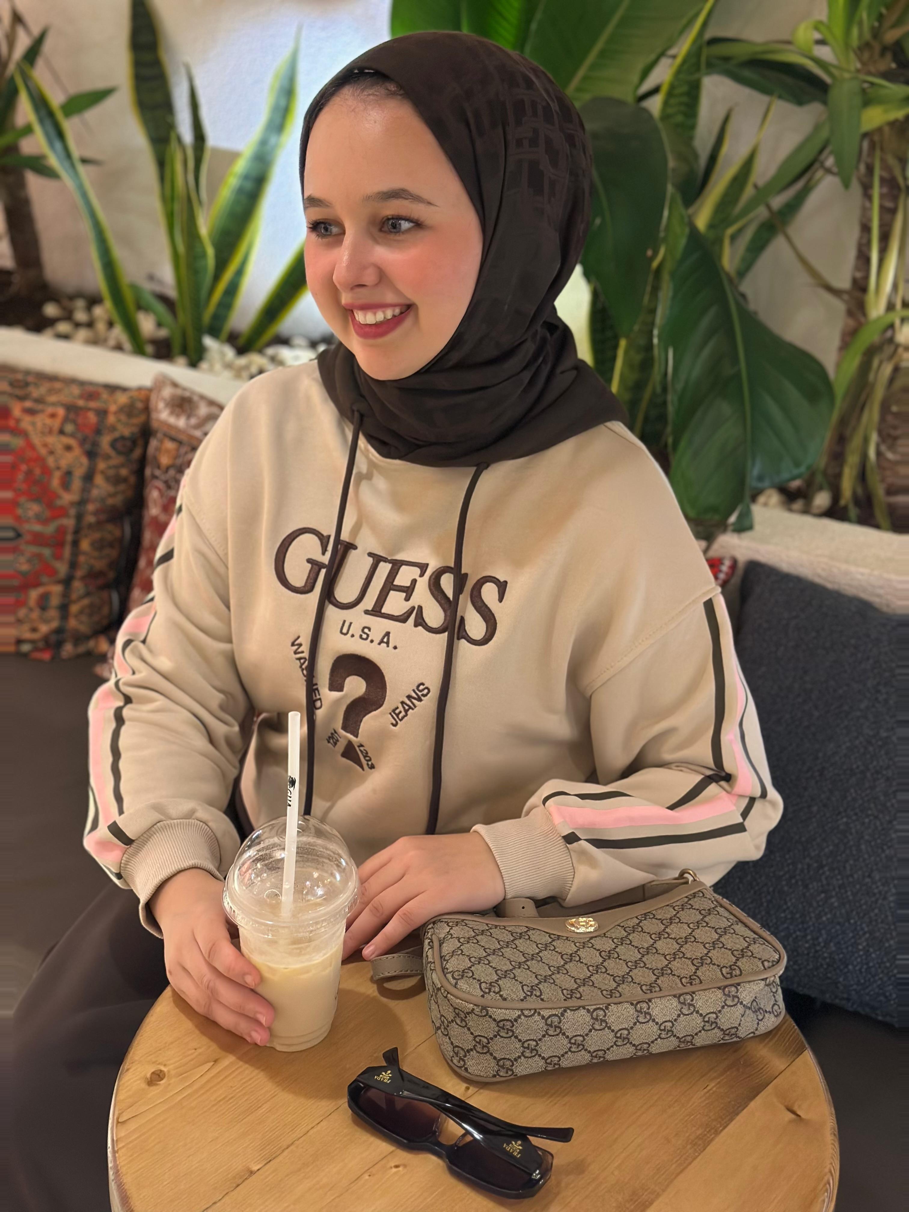 Kapşonlu Soru İşareti Sweat - Bej