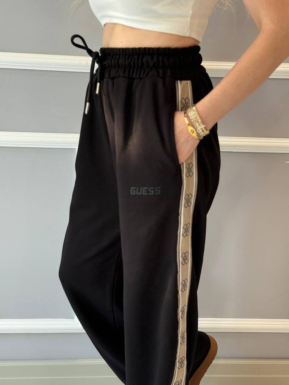 ( Ön sipariş cumartesi kargoda ) Şeritli Pantolon - Siyah