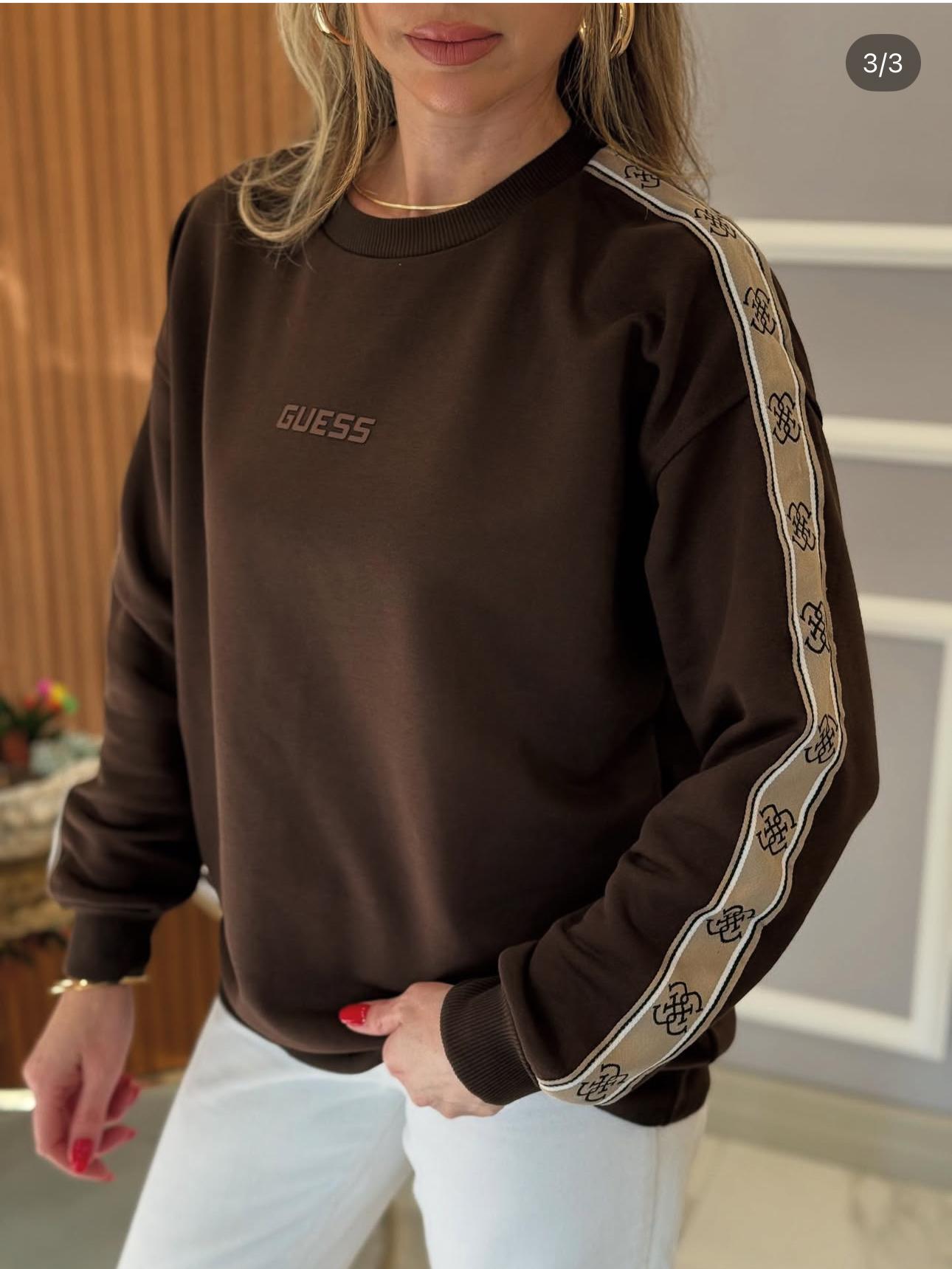 Şeritli  Sweat - Kahve