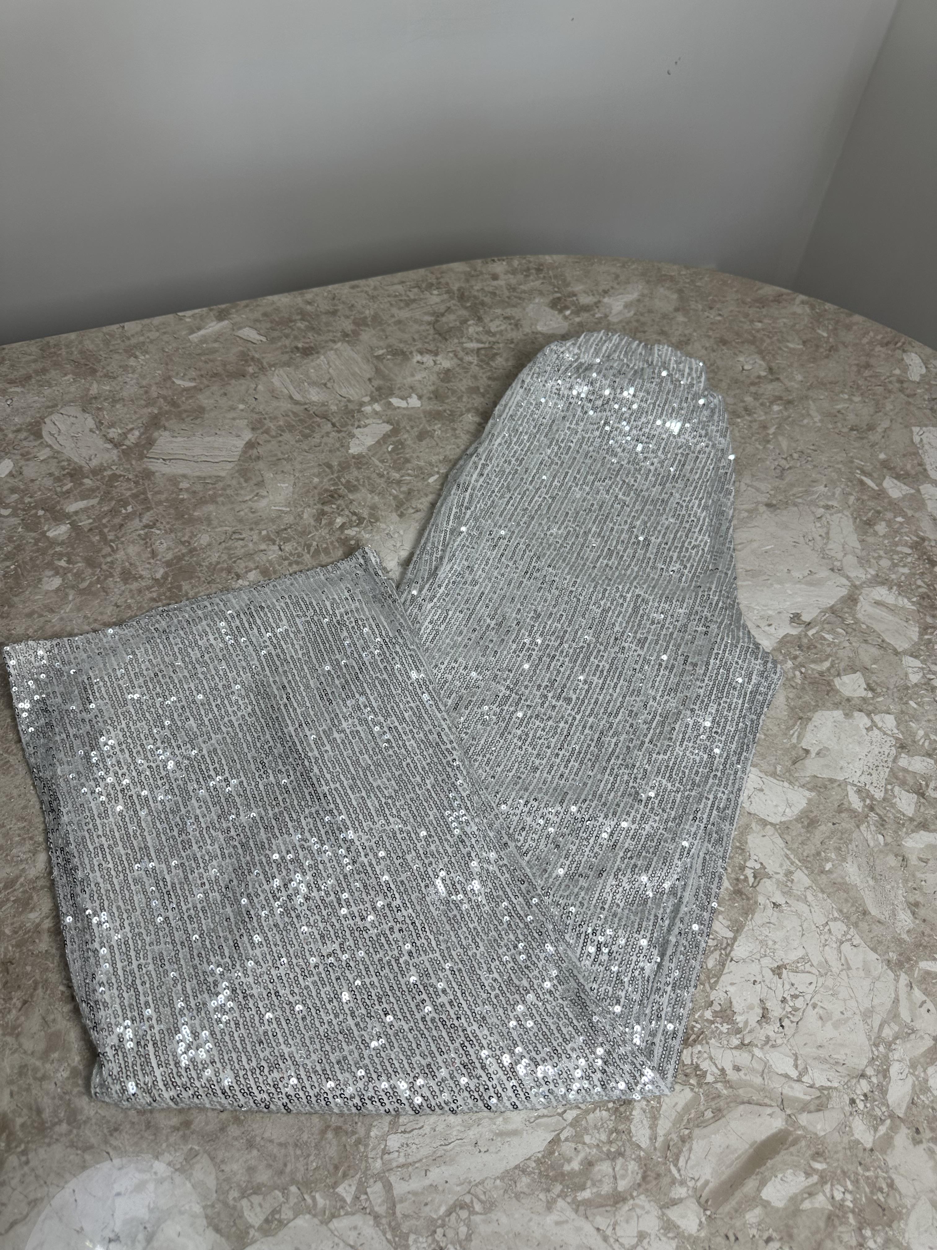 Payetli Luxury Pantolon - Gümüş