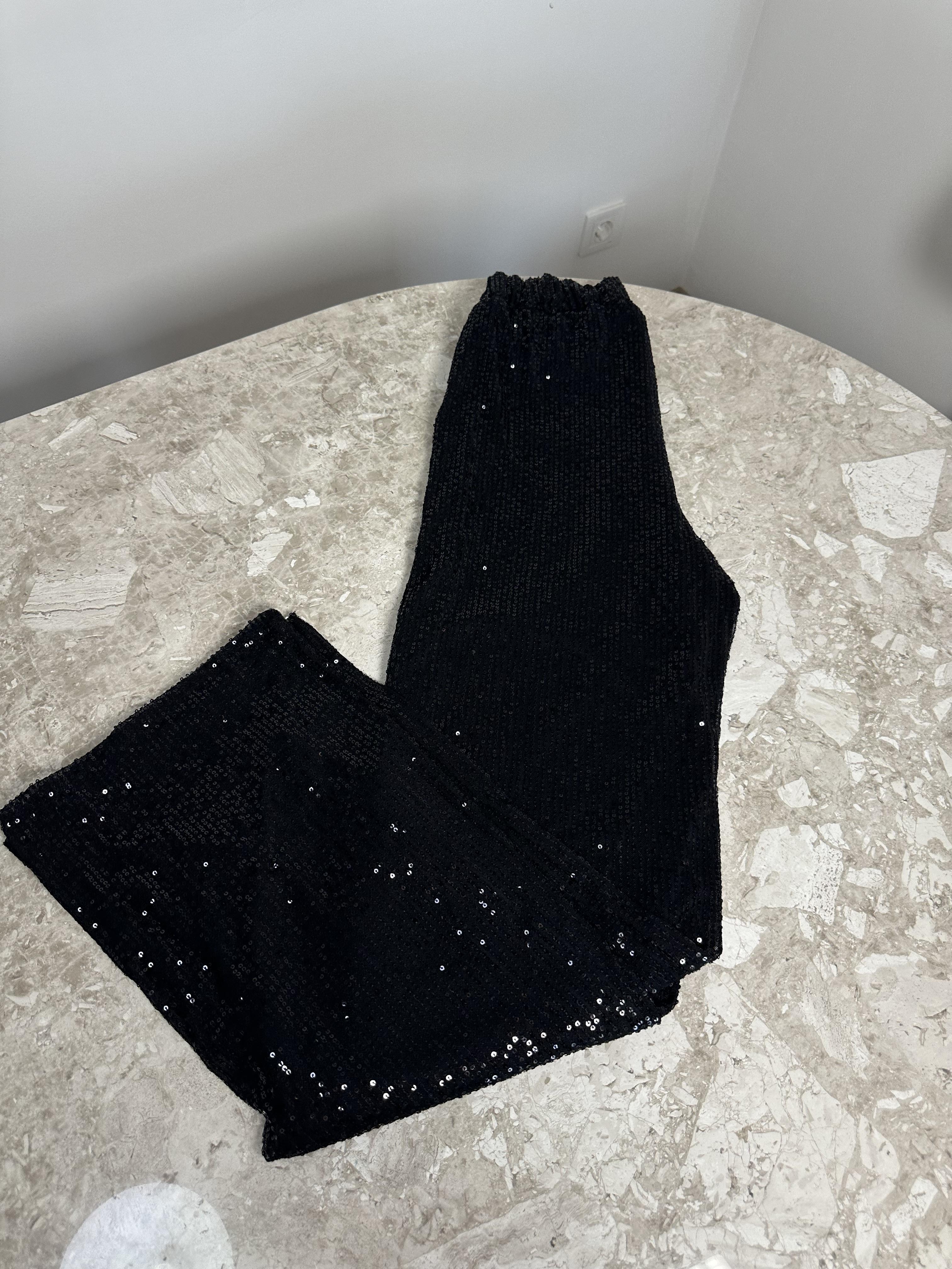 Payetli Luxury Pantolon - Siyah