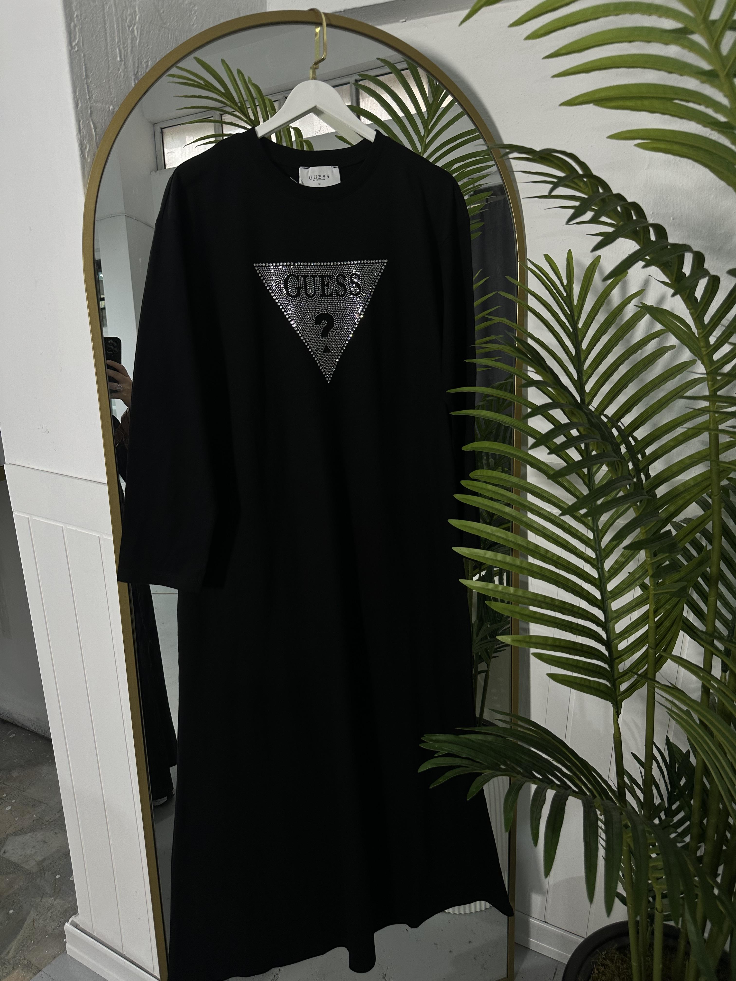 Black Taşlı  Marka Elbise -Siyah