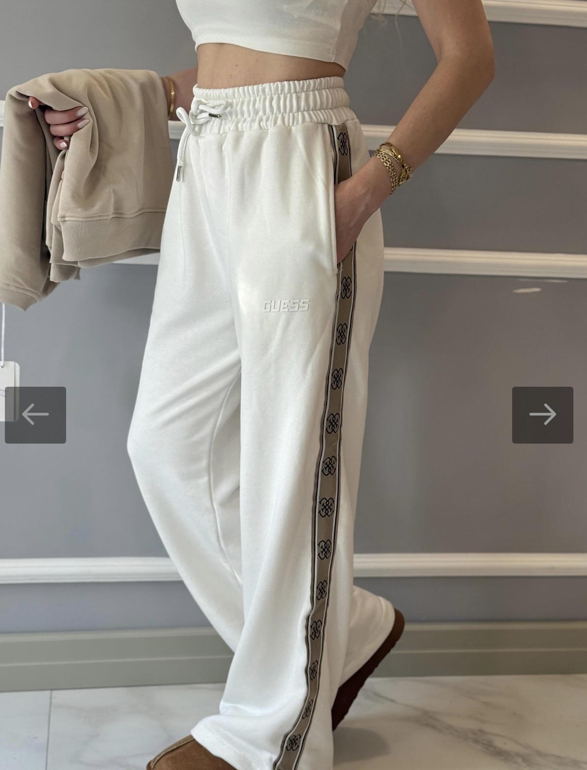 Şeritli Pantolon - Beyaz