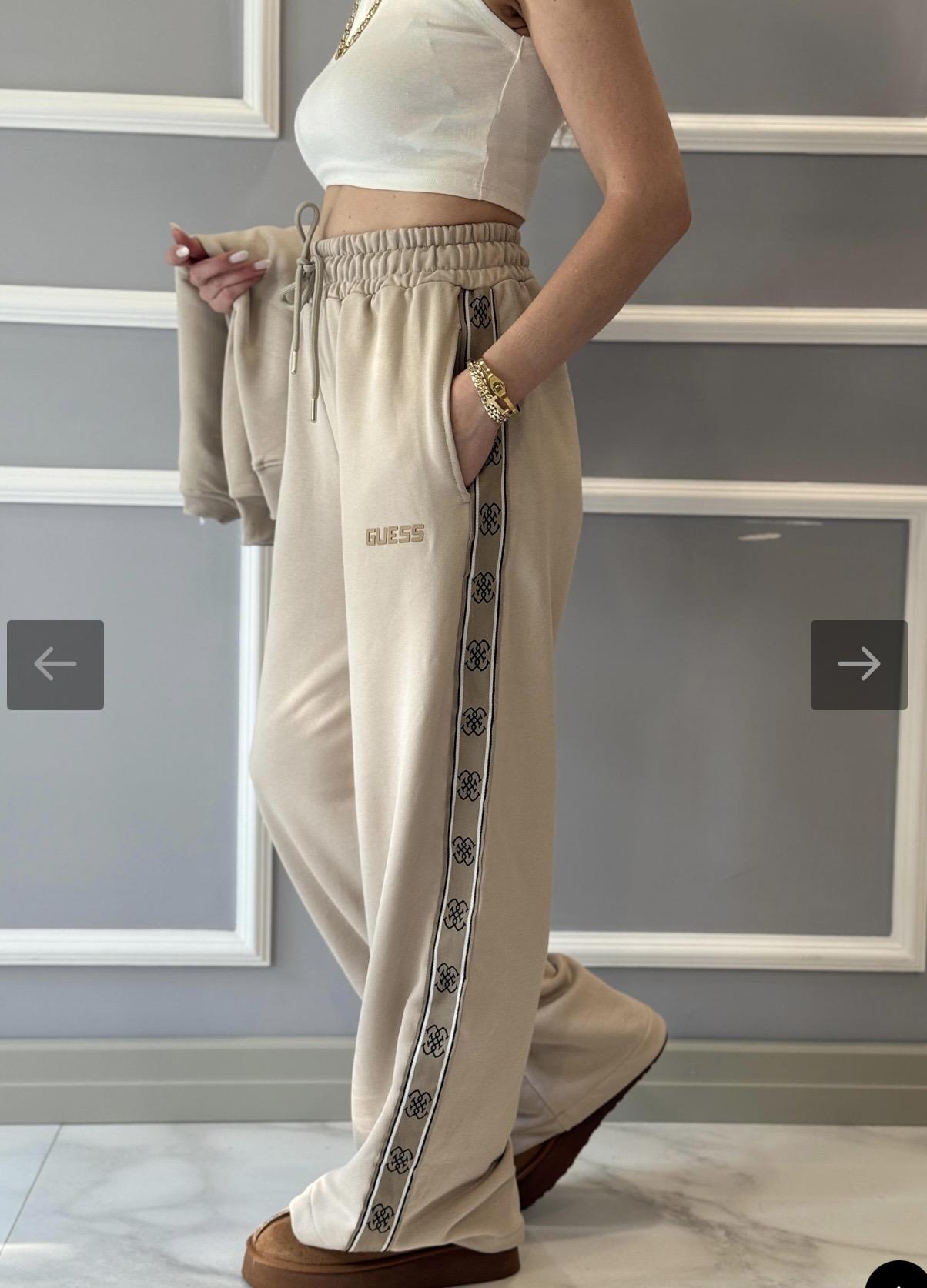 Şeritli Pantolon - Bej