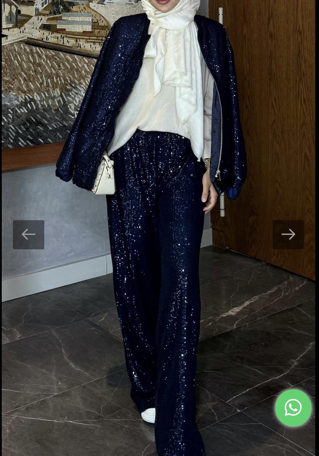 Payetli Luxury Pantolon - lacivert