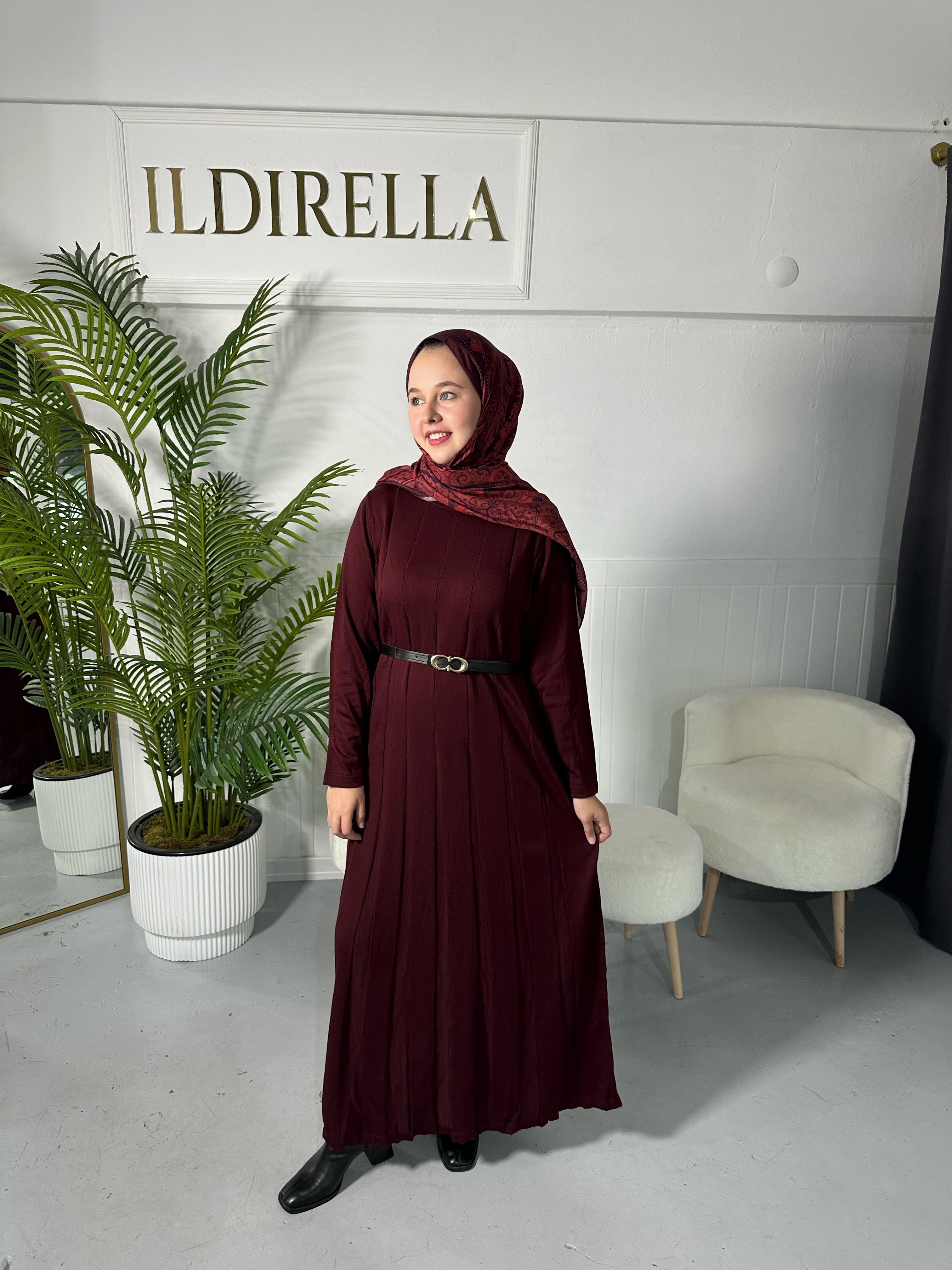 Verda Triko Elbise - Bordo