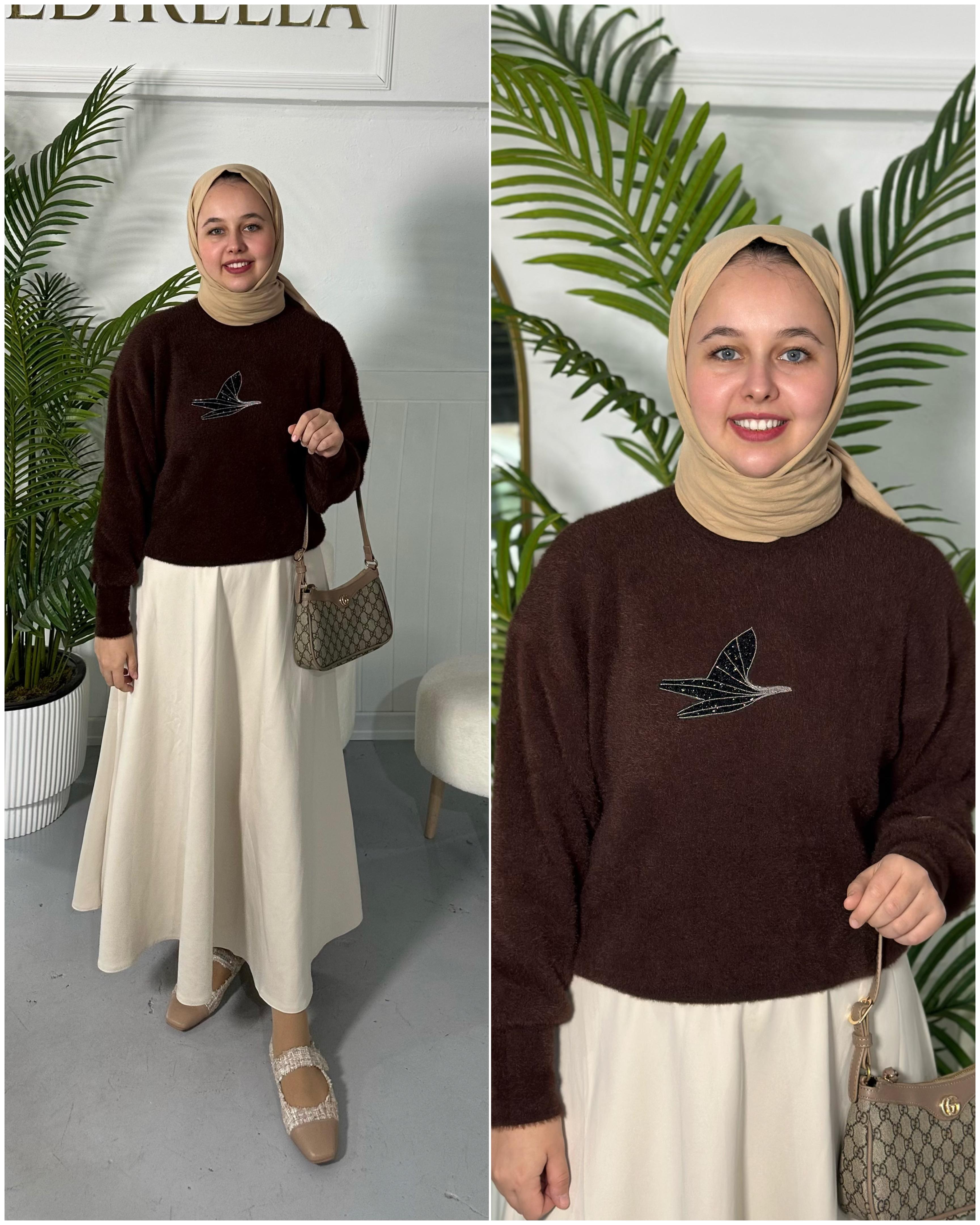 Angora lüx kazak - kahve