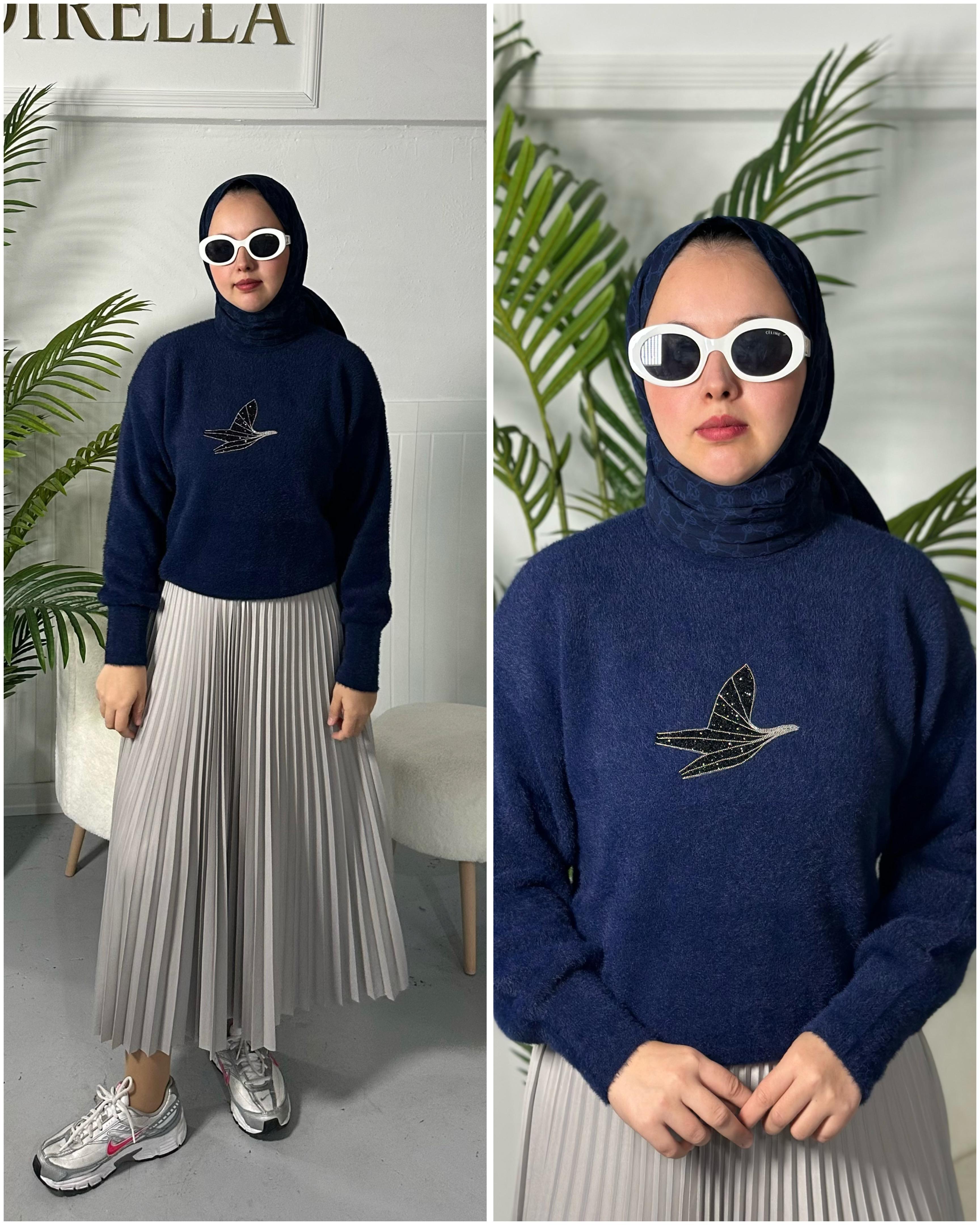 Angora lüx kazak - Lacivert