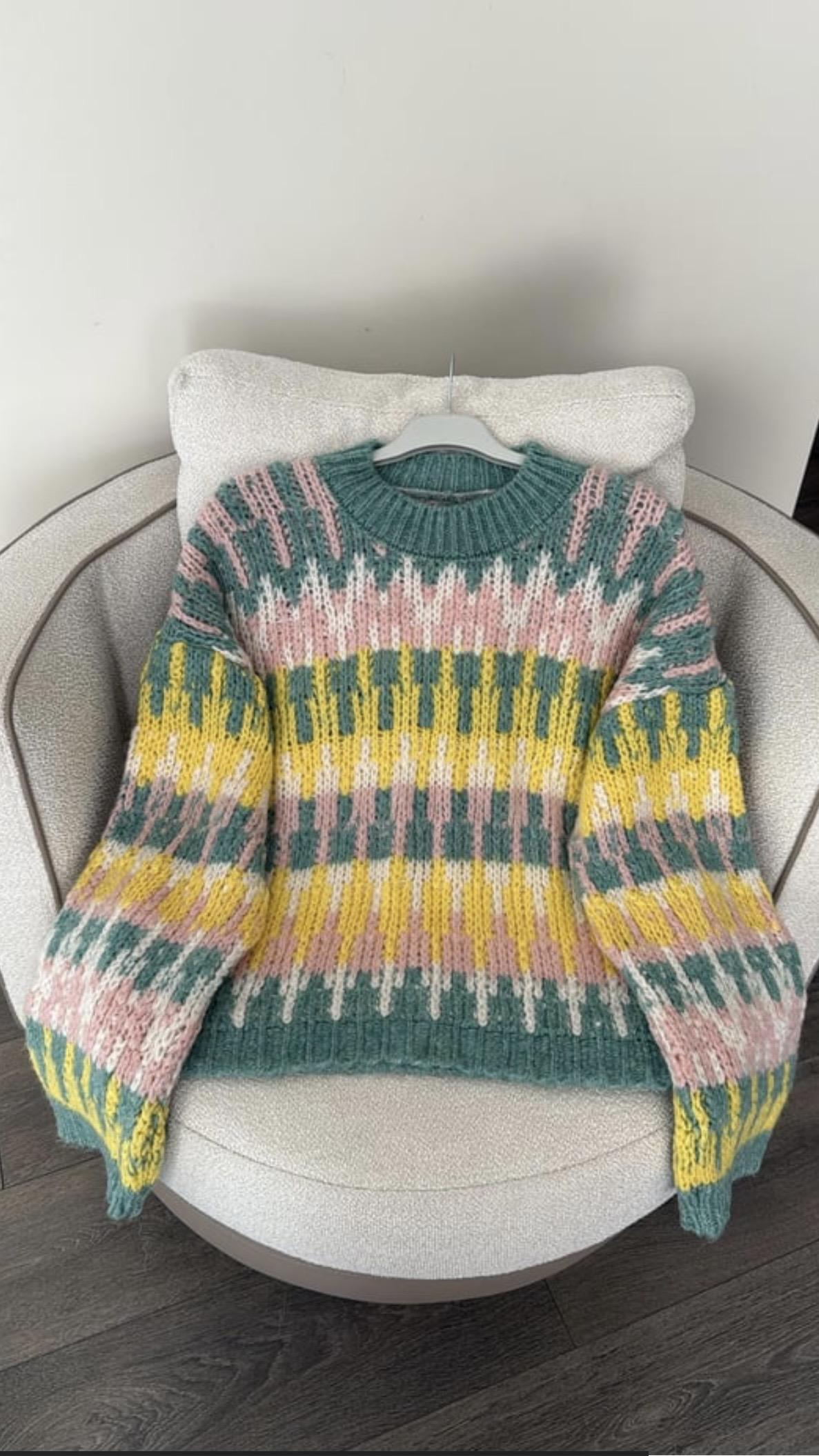 Pinterest Çok Renkli Kazak - Sarılı