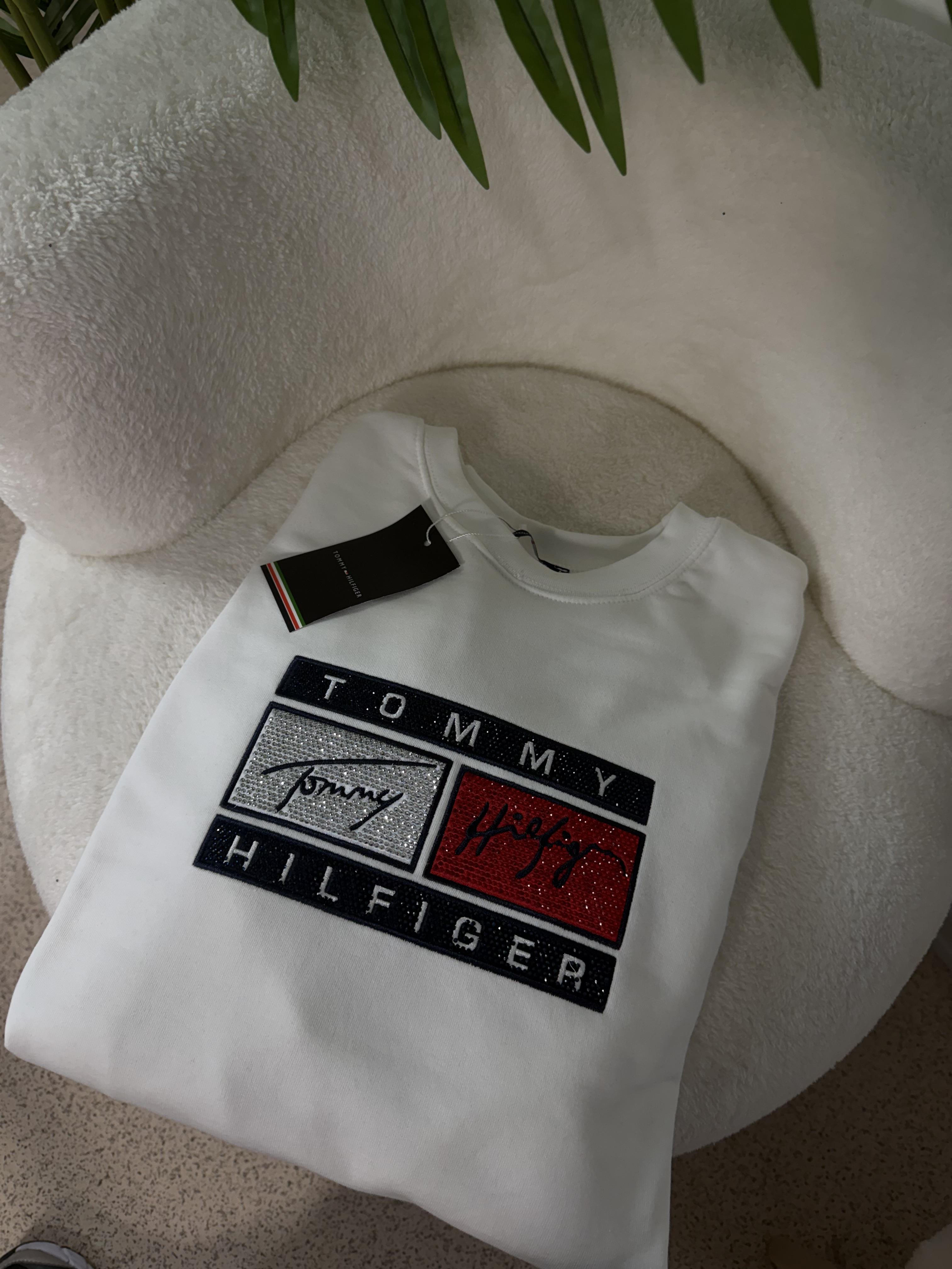 Taşlı TM Sweat - beyaz