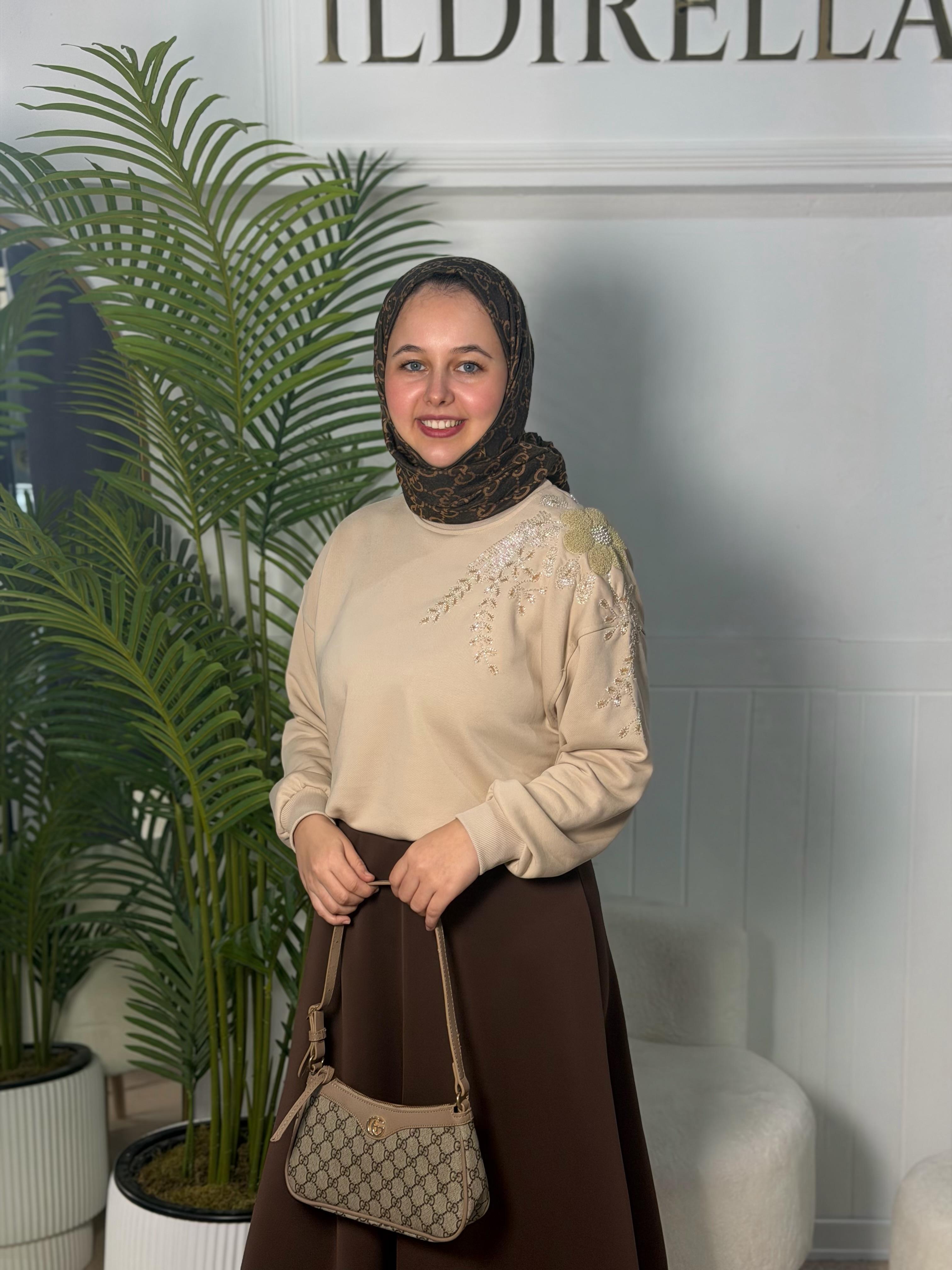 İpekyol Model Sweat Flowers Bej