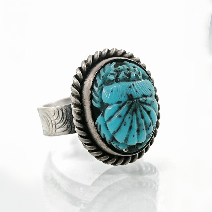 FİRUZE SCARAB CARVİNG YÜZÜK