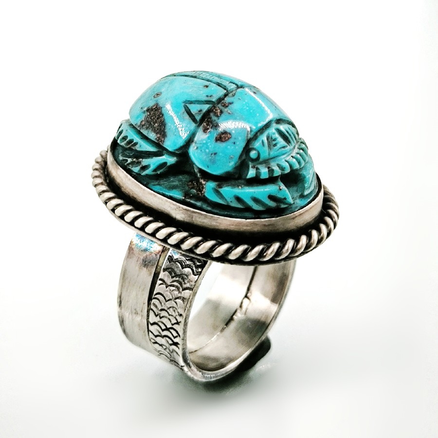 FİRUZE SCARAB CARVİNG YÜZÜK