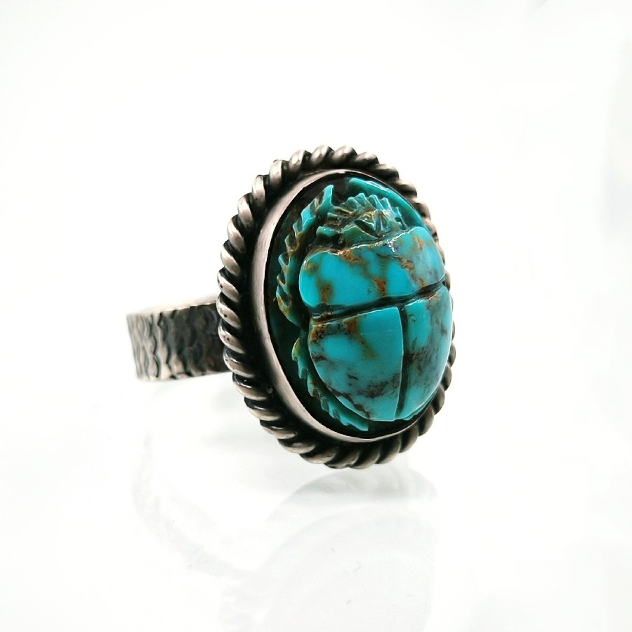 FİRUZE SCARAB CARVİNG YÜZÜK
