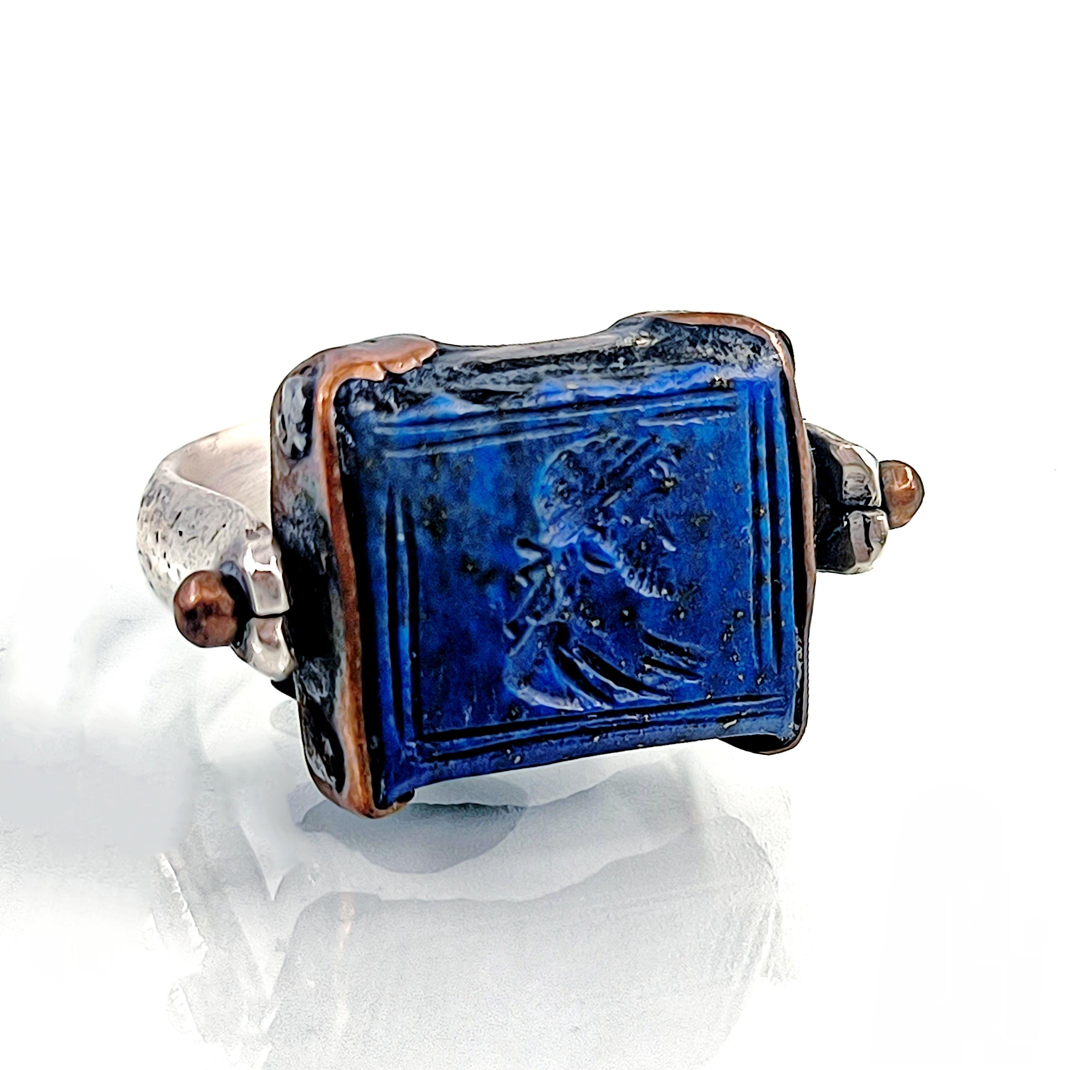 LAPİS LAZULİ MÜHÜR YÜZÜK – ROMA BÜSTÜ