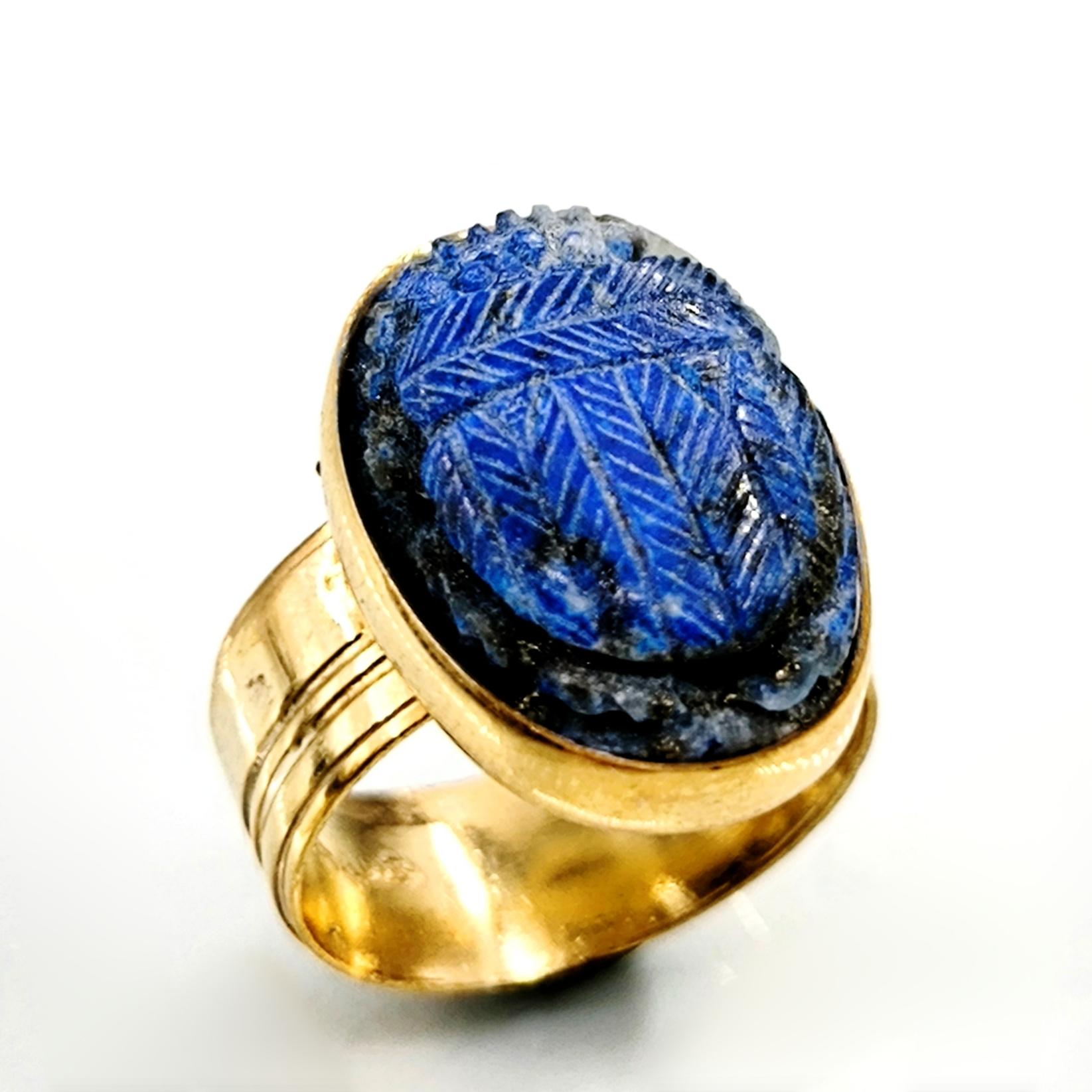 LAPİS LAZULİ ANTİK TARZ SCARAB YÜZÜK