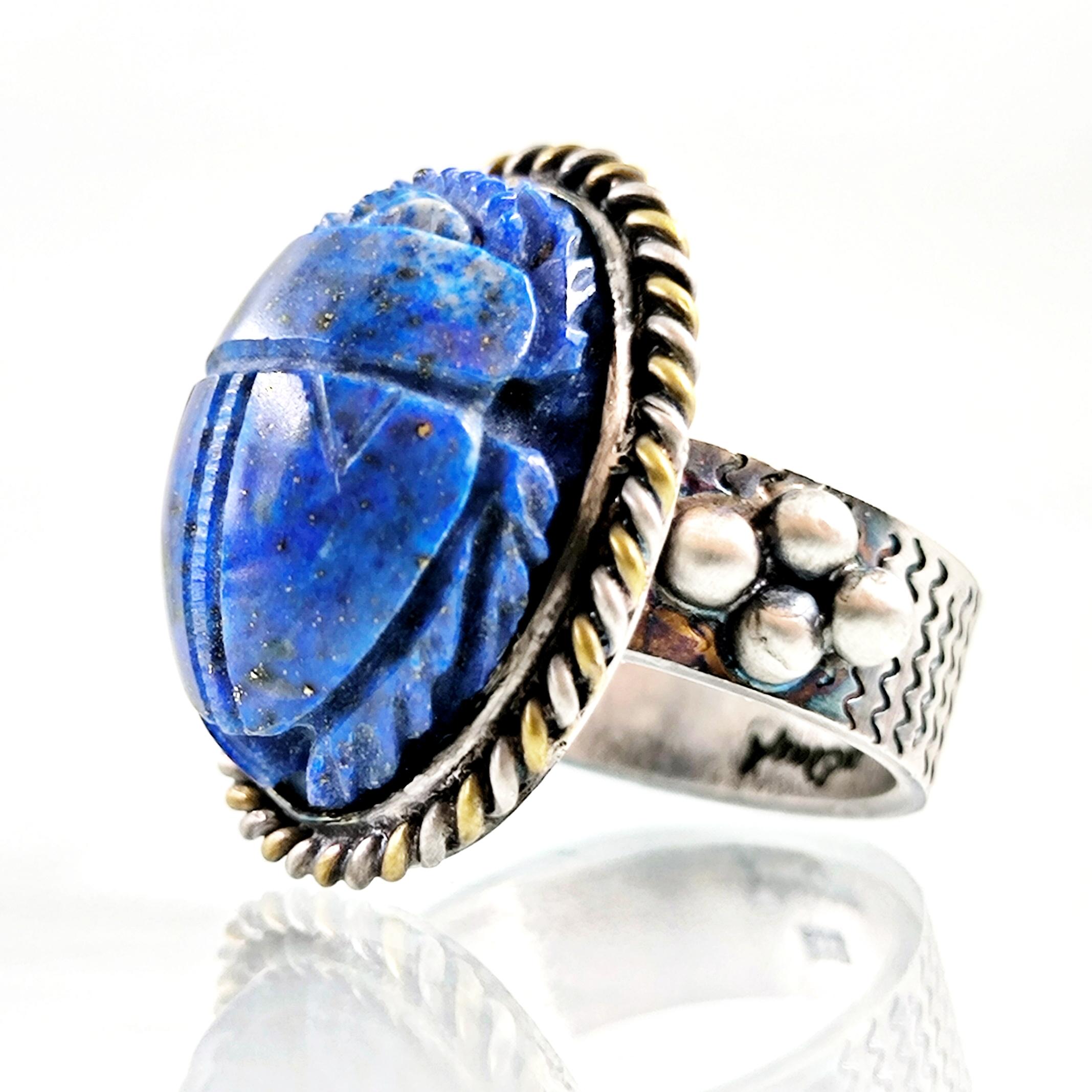 LAPİS LAZULİ BOK BÖCEĞİ SCARAB YÜZÜK