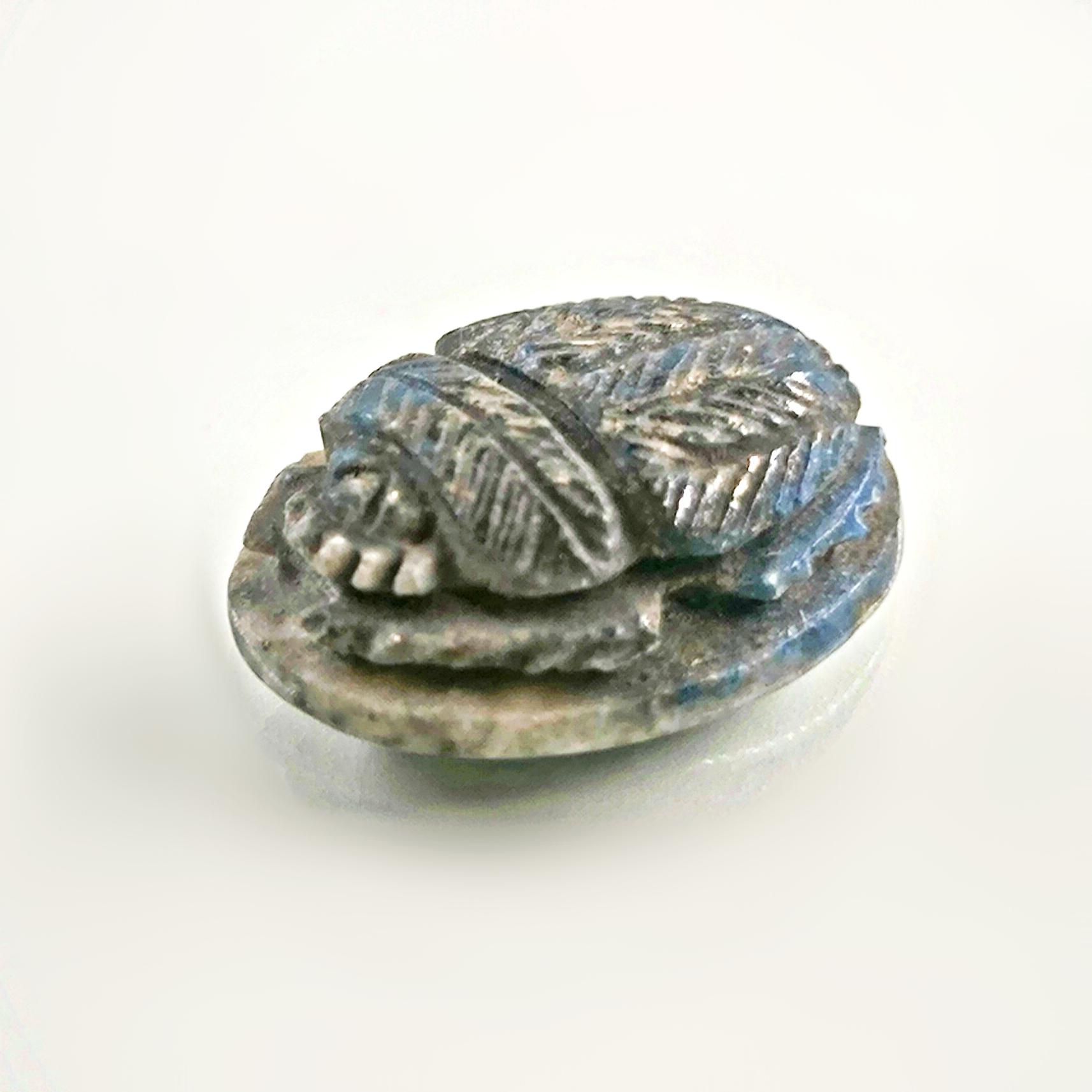 DOĞAL TAŞ - LAPİS LAZULİ ANTİK MISIR SCARAB BOK BÖCEĞİ OYMA