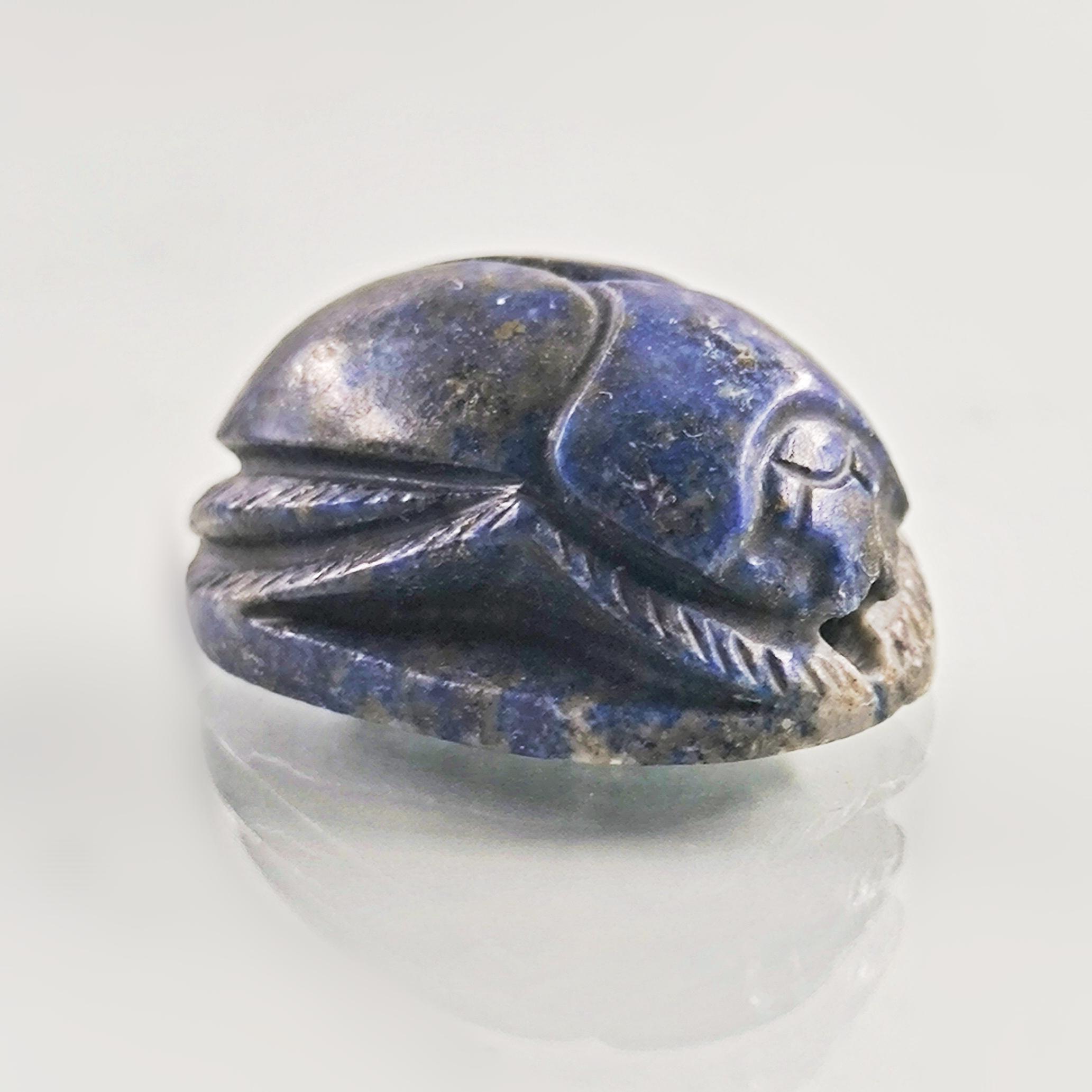 DOĞAL TAŞ - LAPİS LAZULİ ANTİK MISIR SCARAB BOK BÖCEĞİ OYMA
