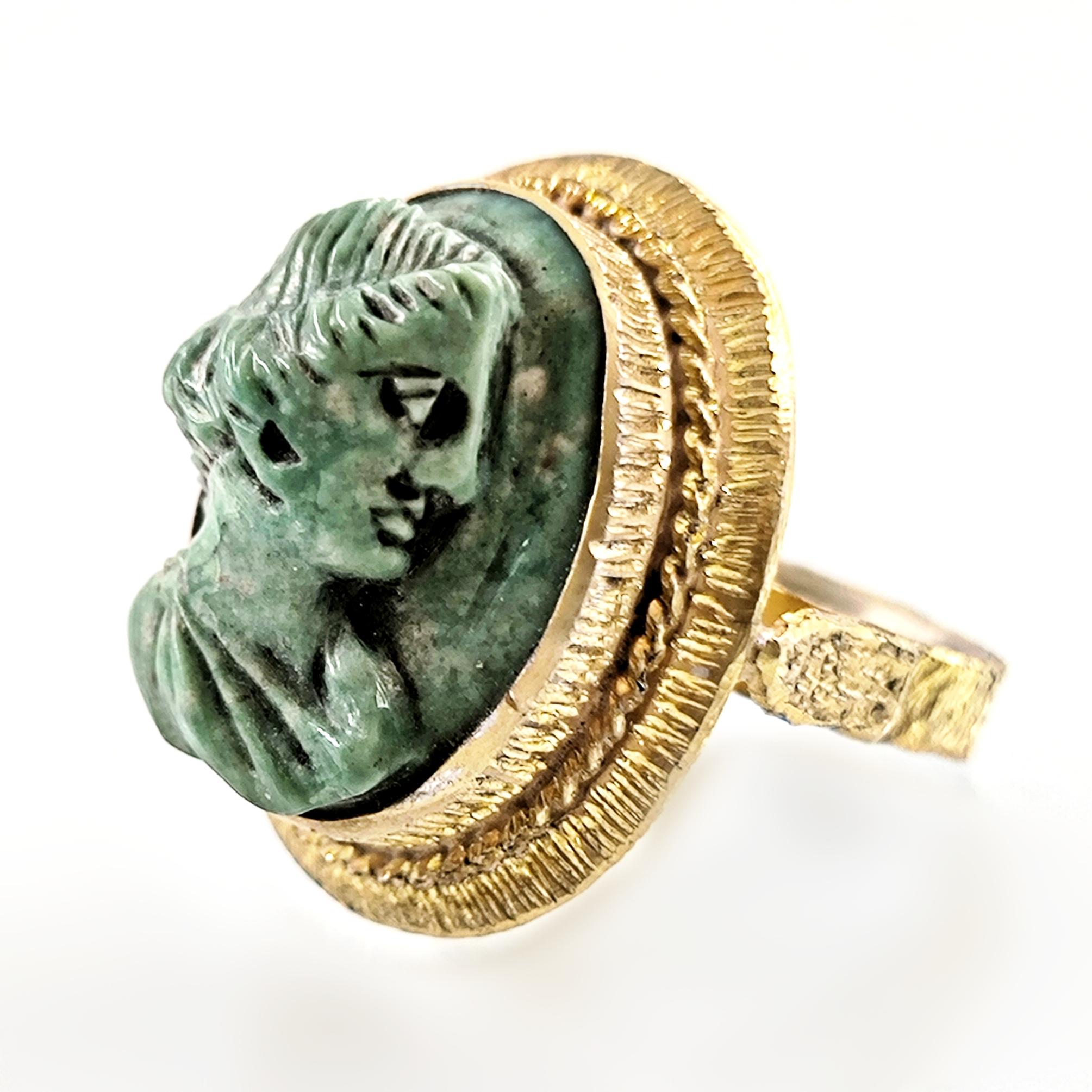 FİRUZE ÜZERİ ANTİK PORTRE CAMEO RÖLYEF YÜZÜK