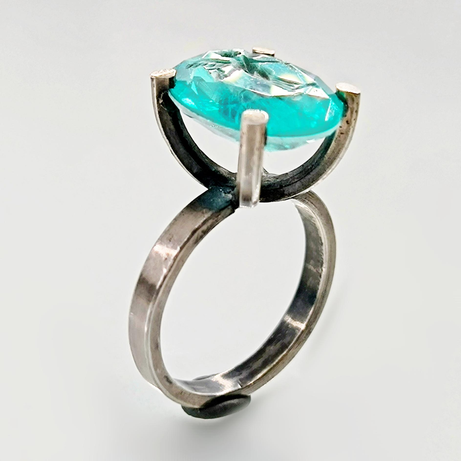 PARAİBA ÜZERİ KANATLI TANRIÇA İNTAGLİO YÜZÜK