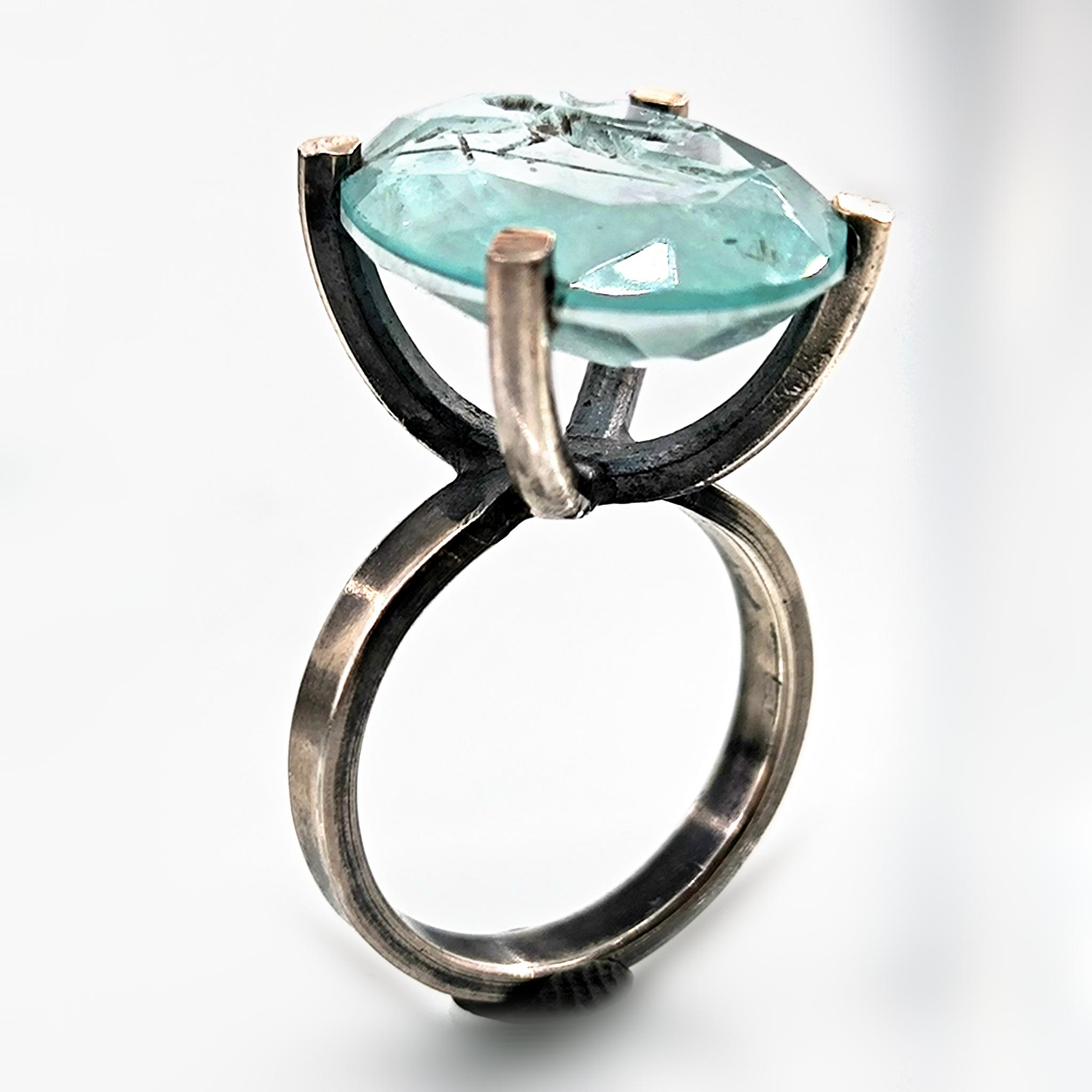 PARAİBA ÜZERİ KANATLI TANRIÇA İNTAGLİO YÜZÜK