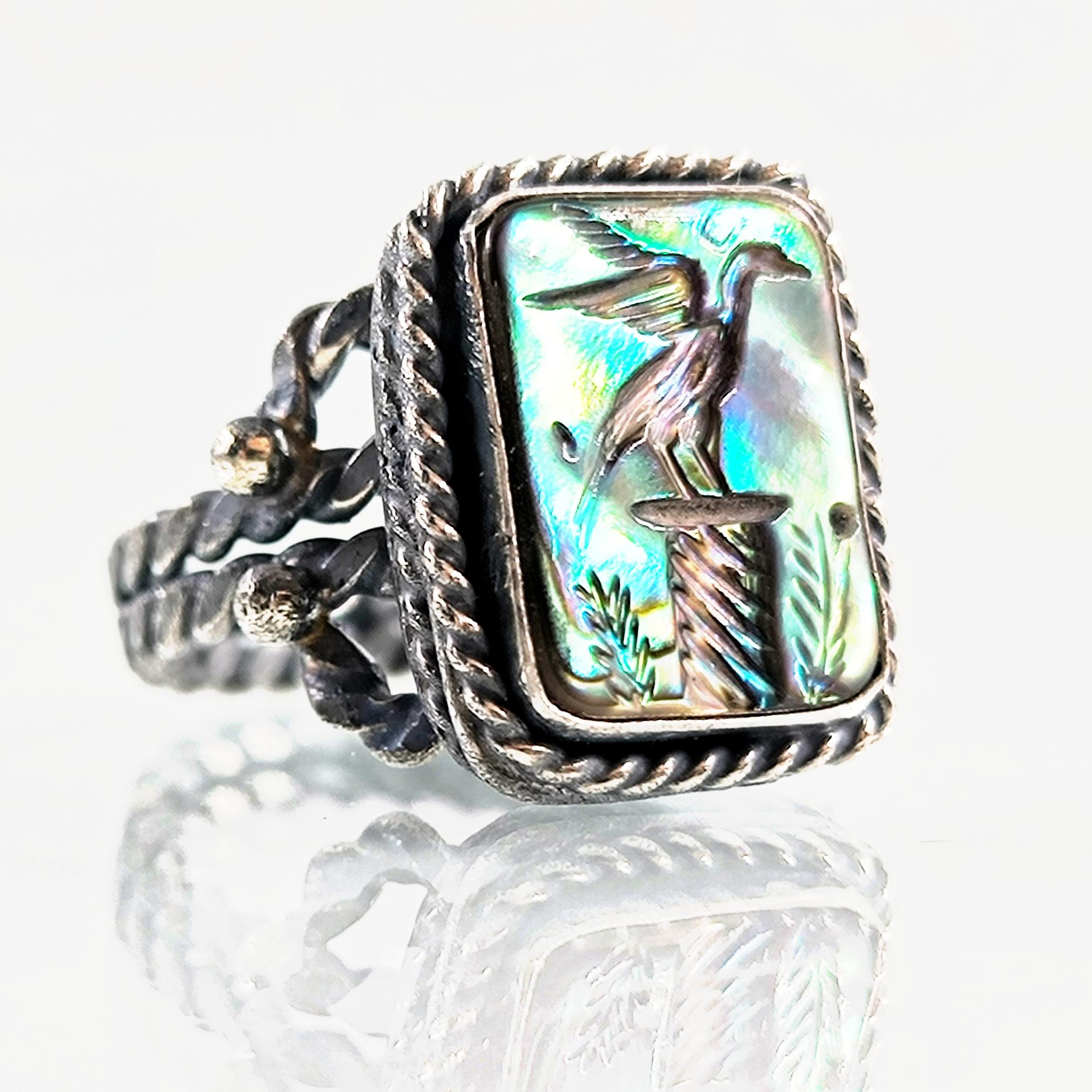 YÜKSELİŞ SÜTUNU SEDEF İNTAGLİO KUŞ YÜZÜK