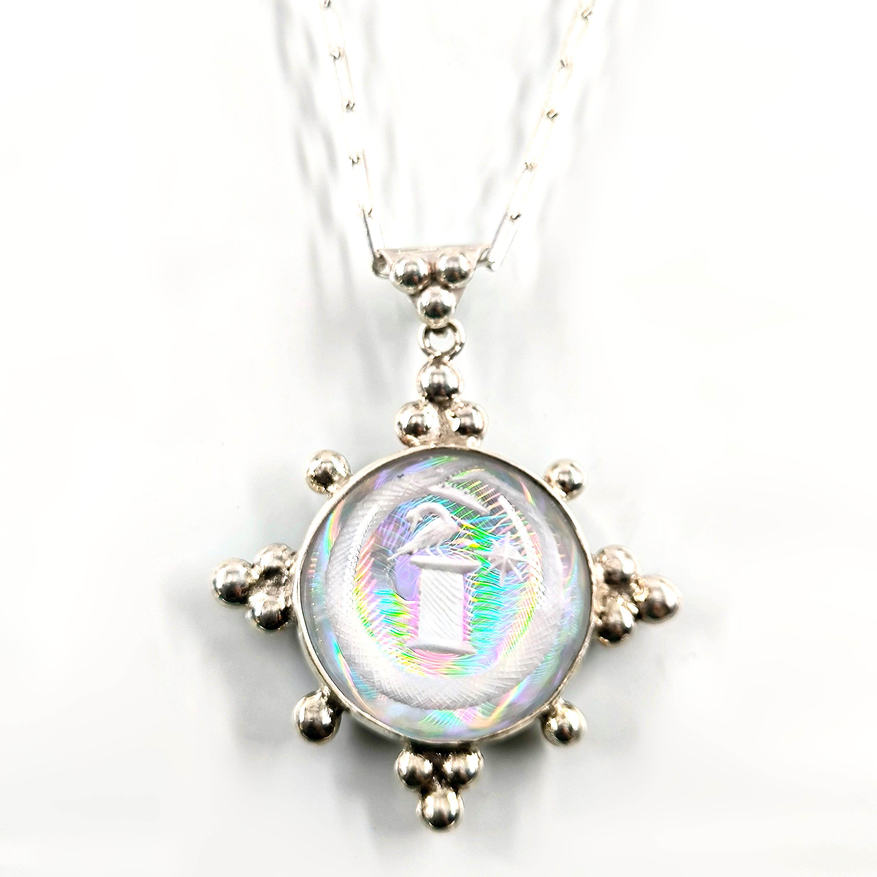 OUROBOROS & BİLGELİĞİN KUŞU HOLOGRAFİK CAM TILSIM KOLYE