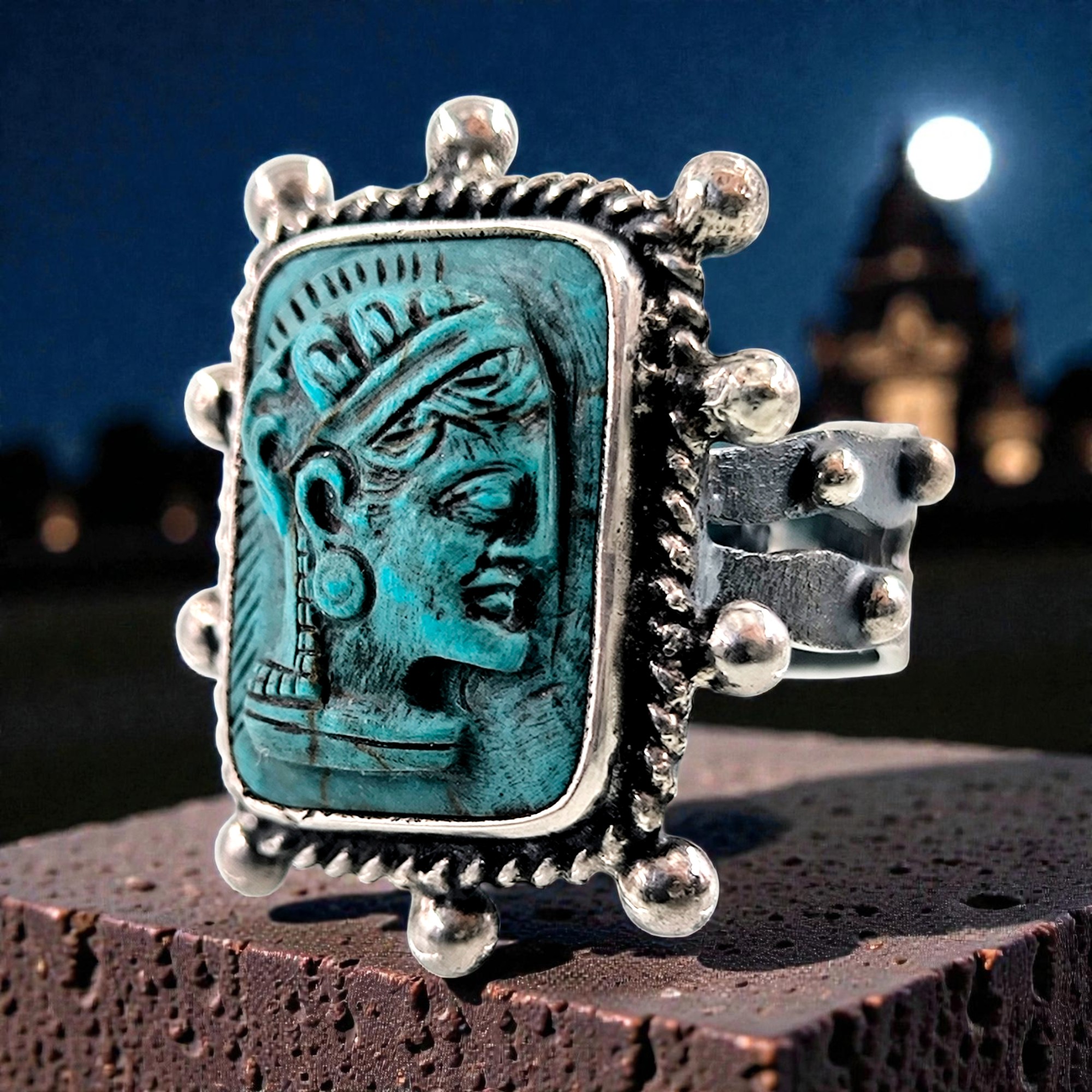 ATHENA KABARTMALI FİRUZE GÜMÜŞ YÜZÜK