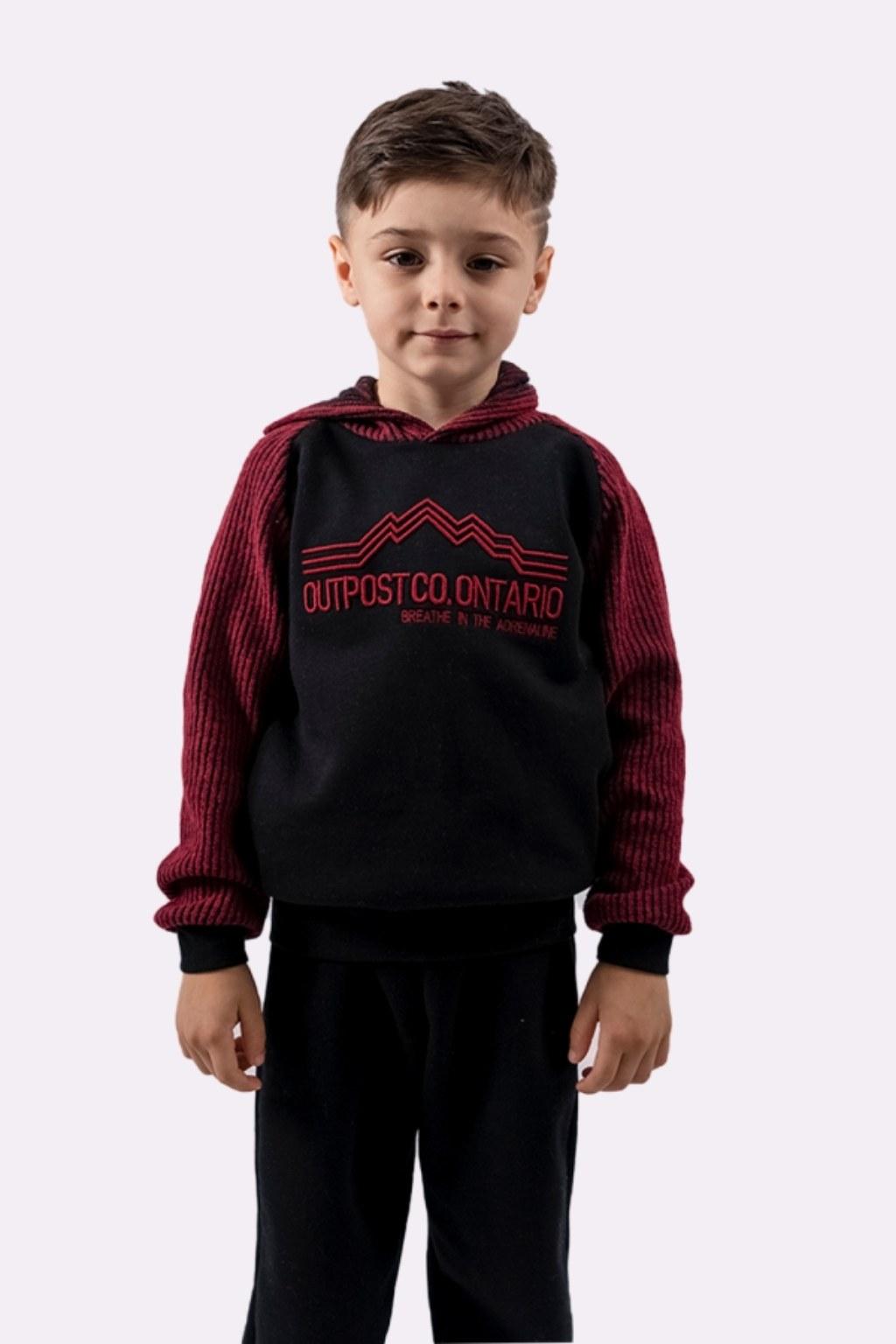 Erkek Çocuk 6-9 Yaş Kapüşonlu Triko Sweat Siyah