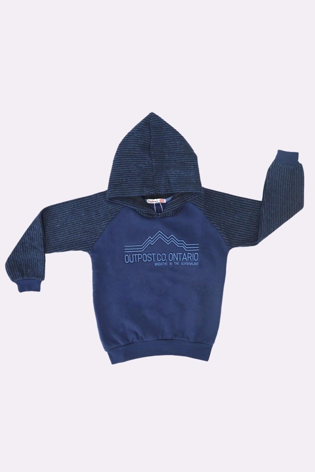 Erkek Çocuk 6-9 Yaş Kapüşonlu Triko Sweat Lacivert