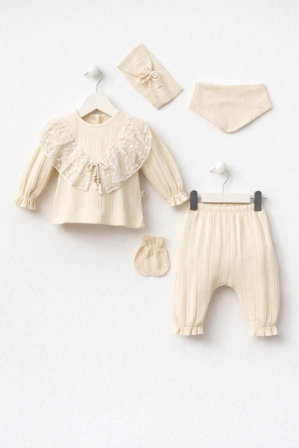 Kız Bebek Dantel Detaylı 5'li Set